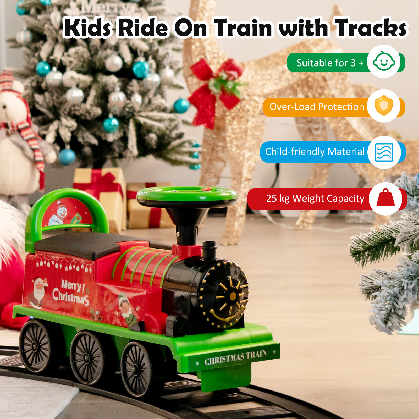 6V Electric Kids Ride On Train Motorized Train Toy Car w/ Track & 6 Wheels - Picture 27 of 42