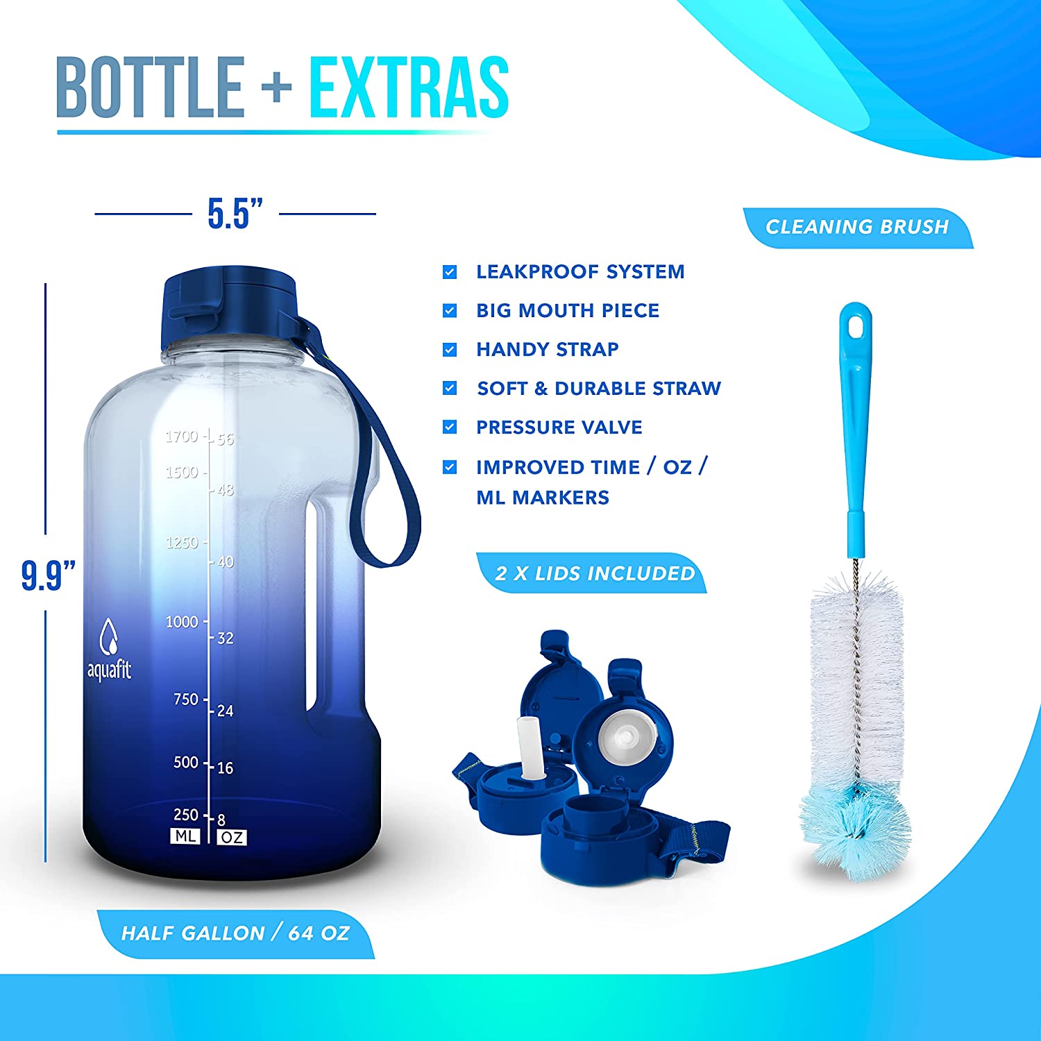 1 2 gallon water bottle with straw