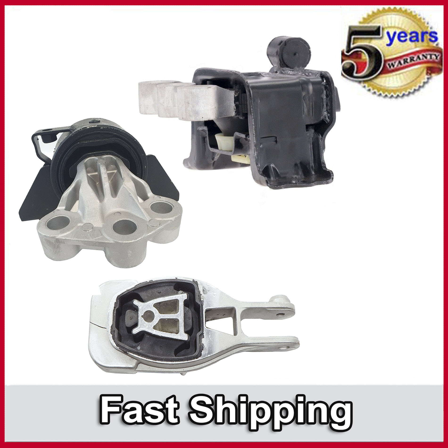 3-Piece Engine & Transmission Mount Set For Chevy Sonic 1.4L 1.6L 1.8L - Reduce Vibration