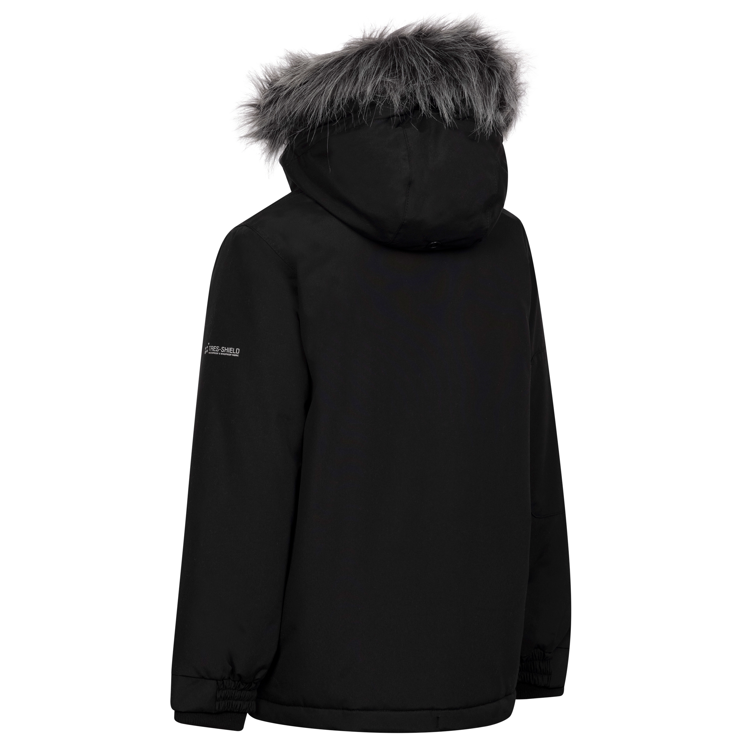 Trespass Boys Winter Fur Trim Kids Coat Padded Hooded Waterproof Jacket Braddan - Picture 2 of 8