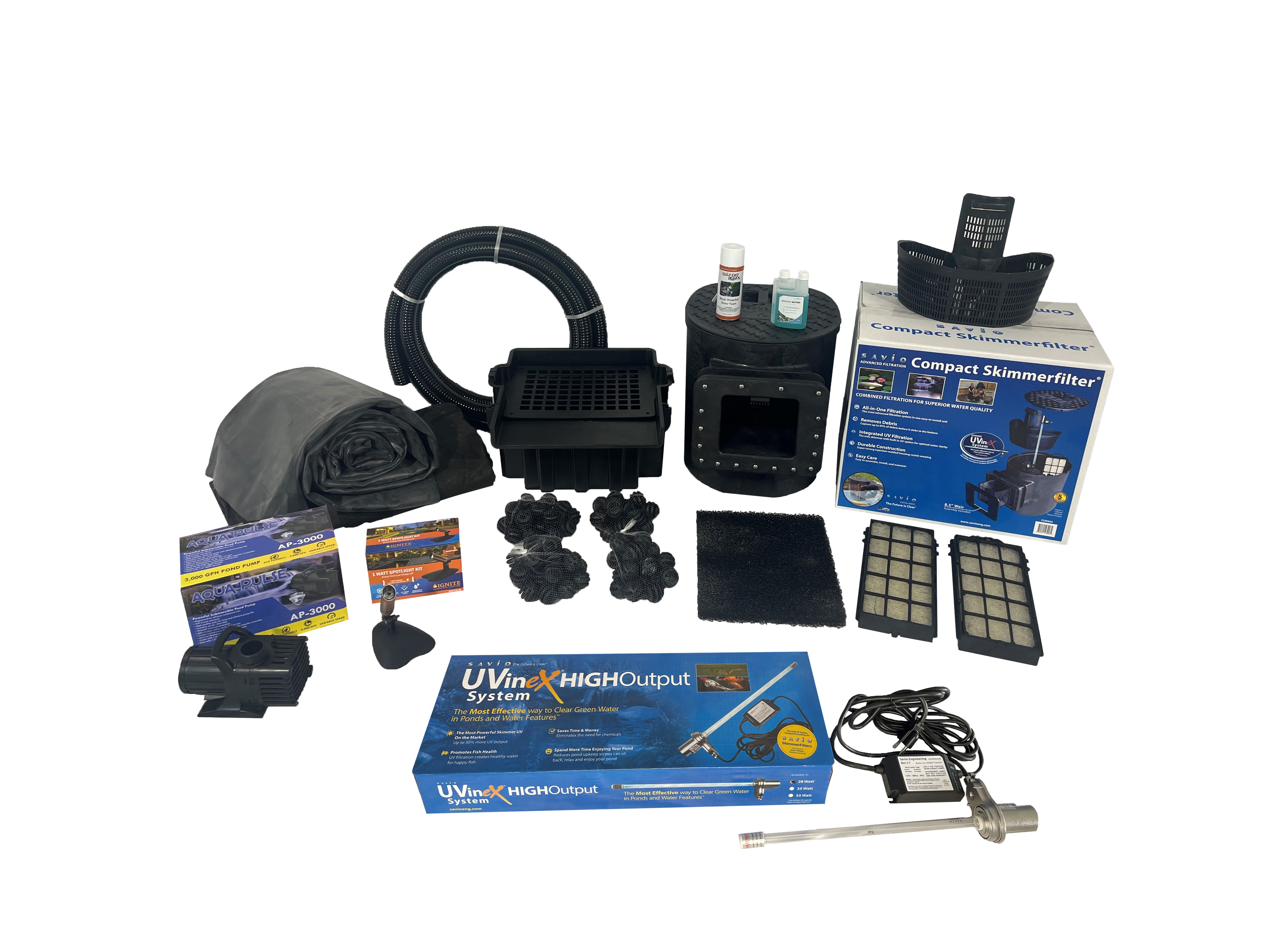 fish pond pump accessories Marlin Series 11'x16'x3' Hybrid Kit adaptors ¾ in smartpond 300-GPH Corded Electric Pump