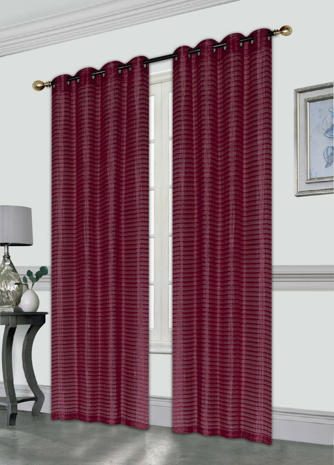 Gianna Window Curtain Panel Pleated Jacquard Elegant Shining Lurex Grommet 52X84 - Picture 11 of 13