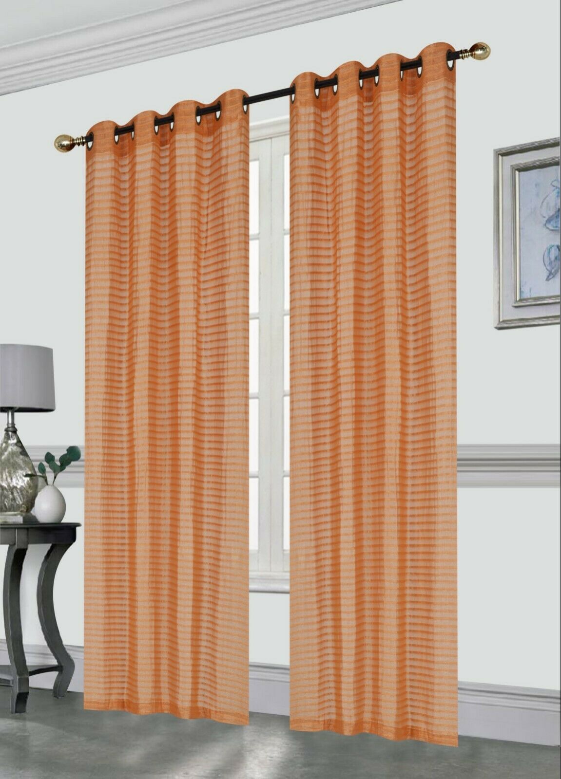 Gianna Window Curtain Panel Pleated Jacquard Elegant Shining Lurex Grommet 52X84 - Picture 10 of 13
