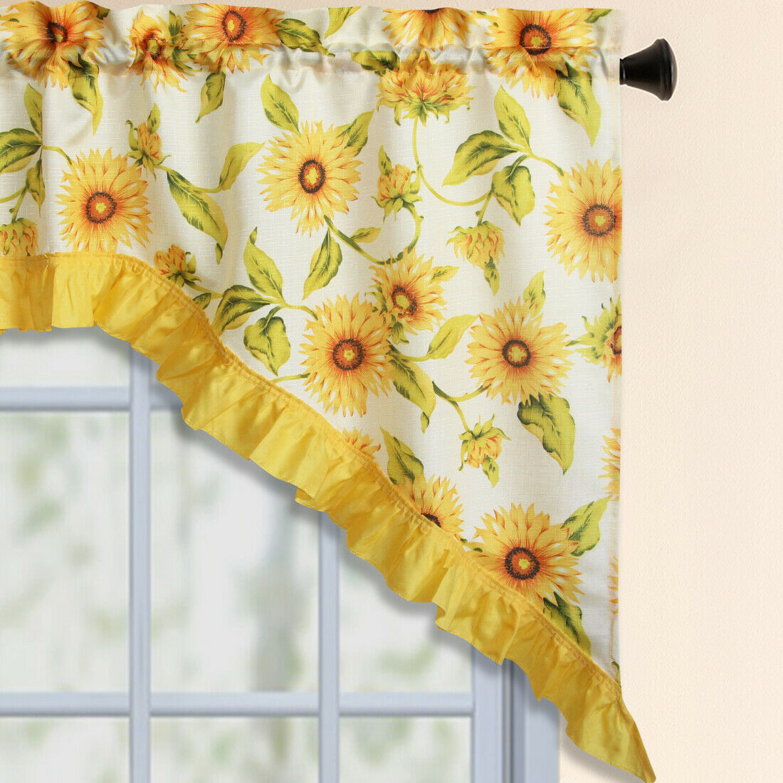 3 PC Kitchen Curtain Swag Set, Fruit Floral Rooster Printed Design Window Panels - Picture 47 of 62