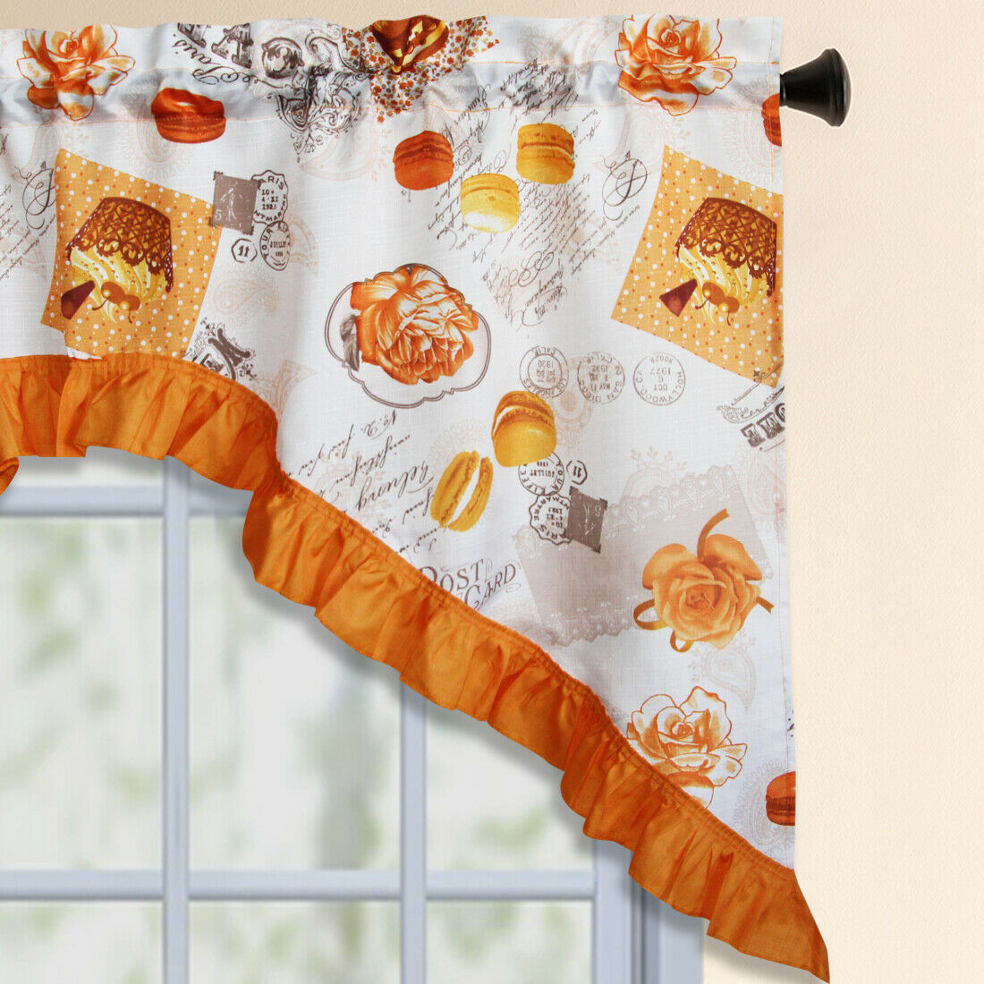 3 PC Kitchen Curtain Swag Set, Fruit Floral Rooster Printed Design Window Panels - Picture 13 of 62