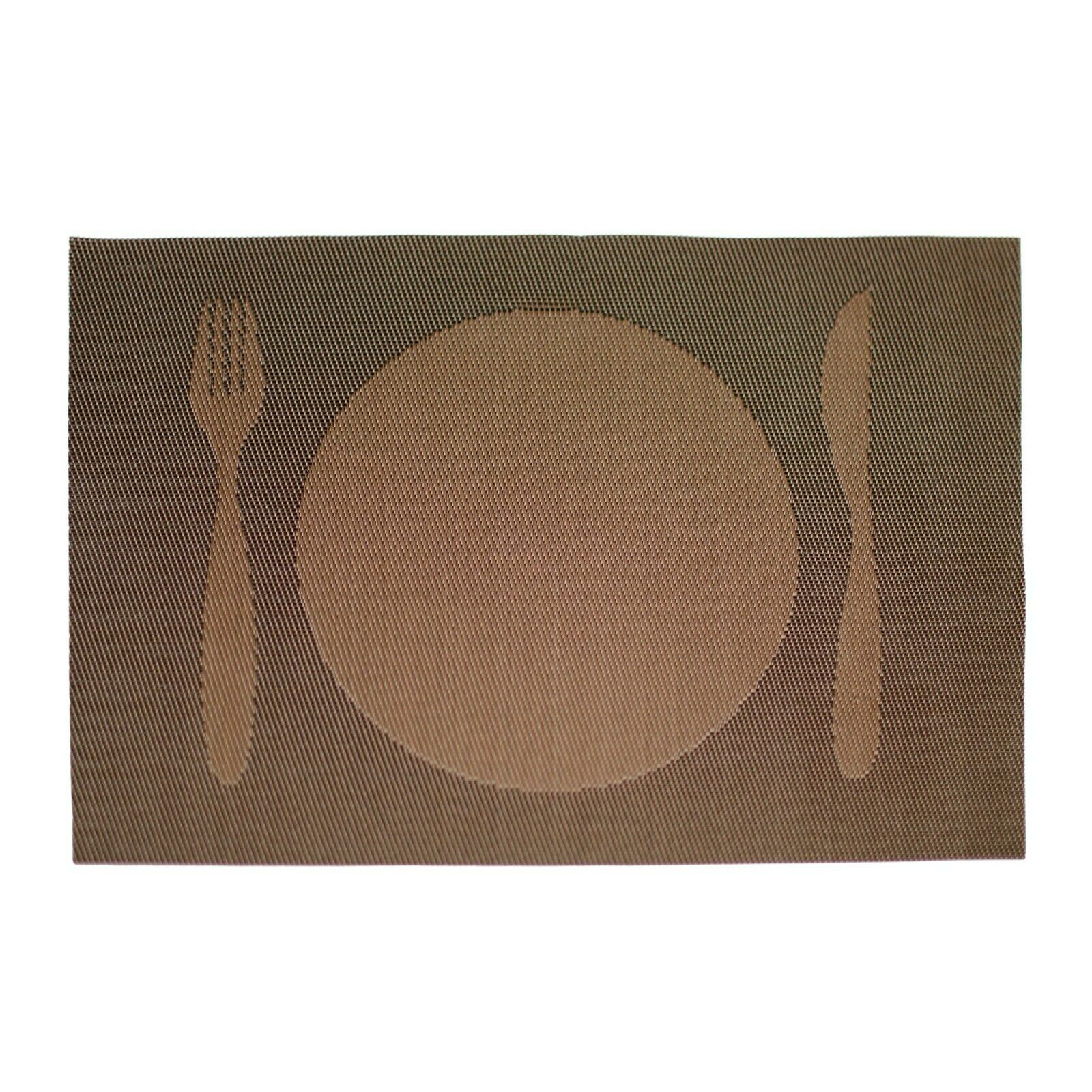 4 PC Placemats Dining Table Woven Knife & Fork Design PVC/VINYL 12"X16" 6 Colors - Picture 7 of 28