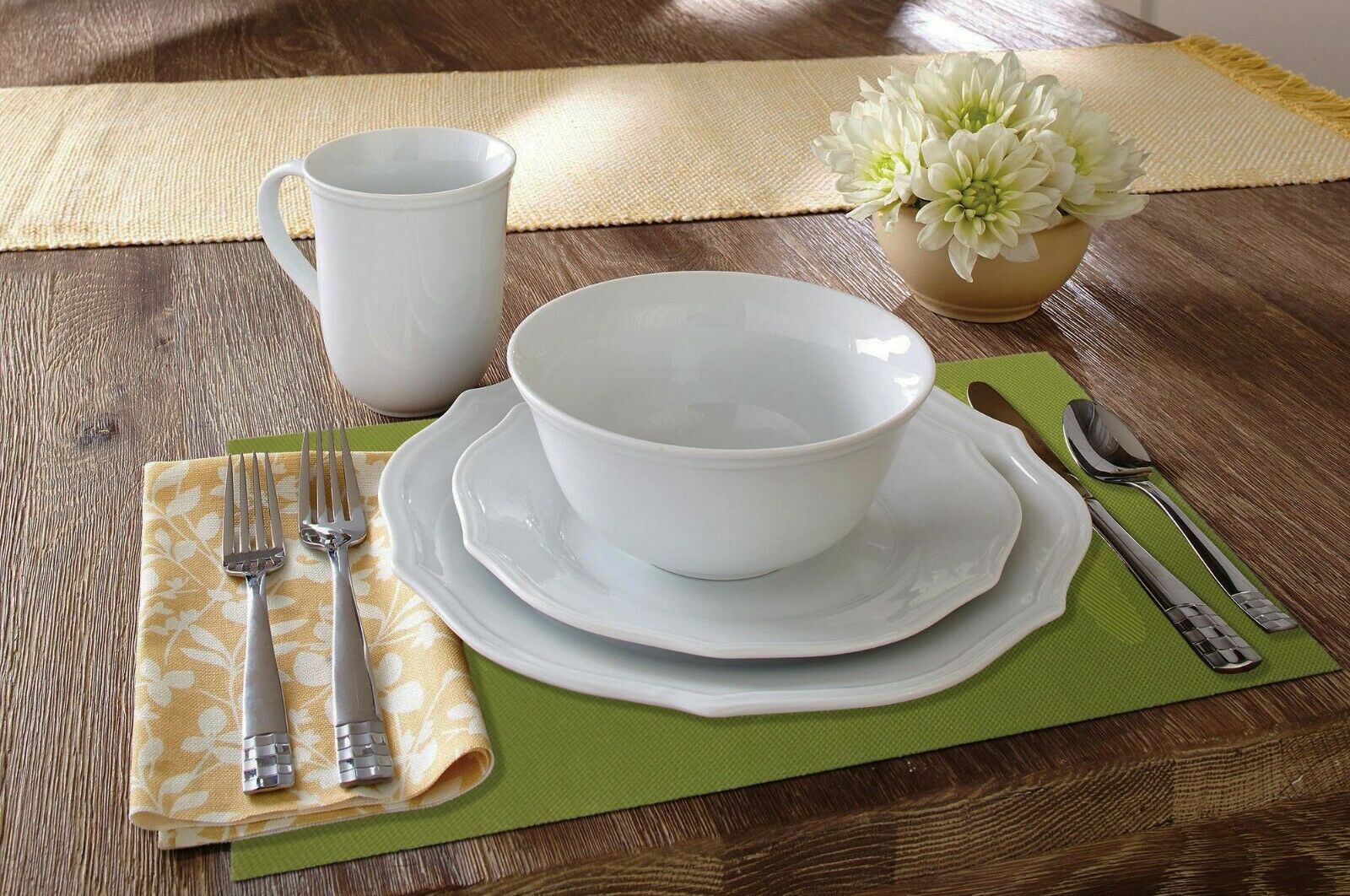 4 PC Placemats Dining Table Woven Knife & Fork Design PVC/VINYL 12"X16" 6 Colors - Picture 10 of 28