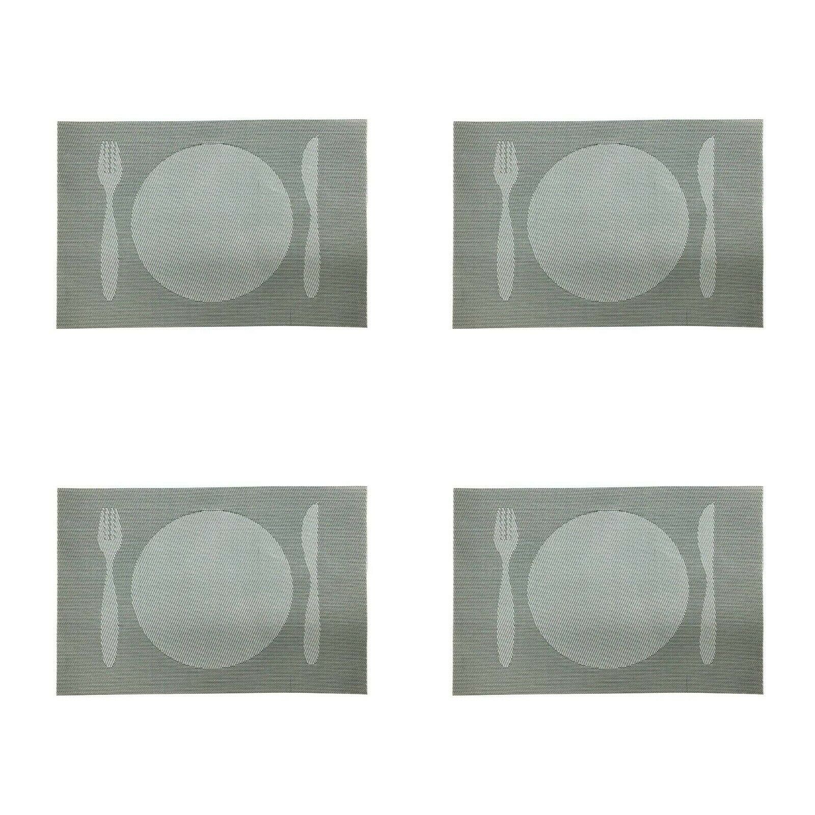 4 PC Placemats Dining Table Woven Knife & Fork Design PVC/VINYL 12"X16" 6 Colors - Picture 16 of 28