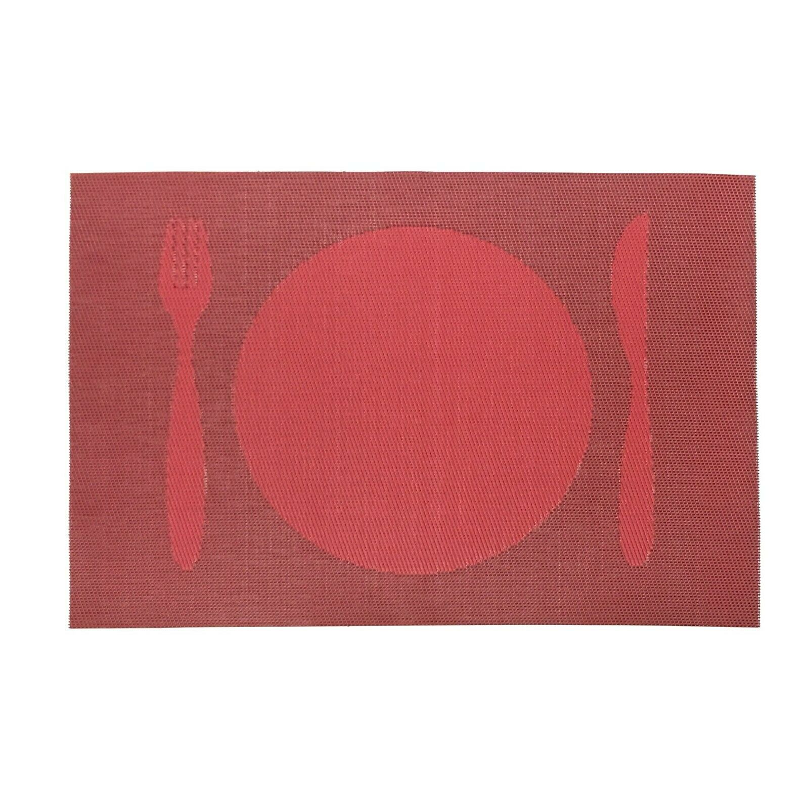 4 PC Placemats Dining Table Woven Knife & Fork Design PVC/VINYL 12"X16" 6 Colors - Picture 24 of 28