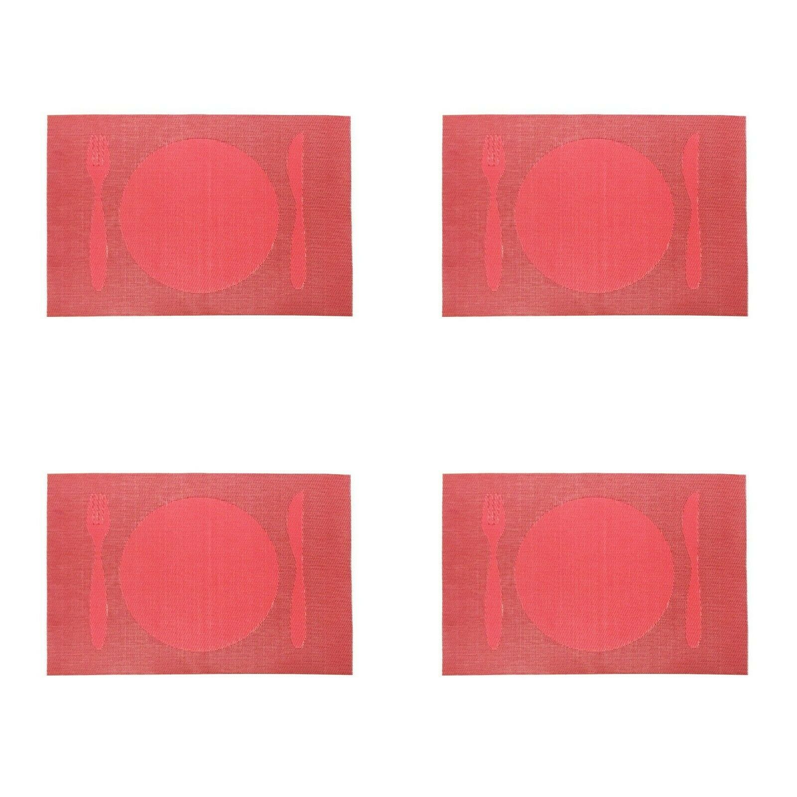 4 PC Placemats Dining Table Woven Knife & Fork Design PVC/VINYL 12"X16" 6 Colors - Picture 23 of 28