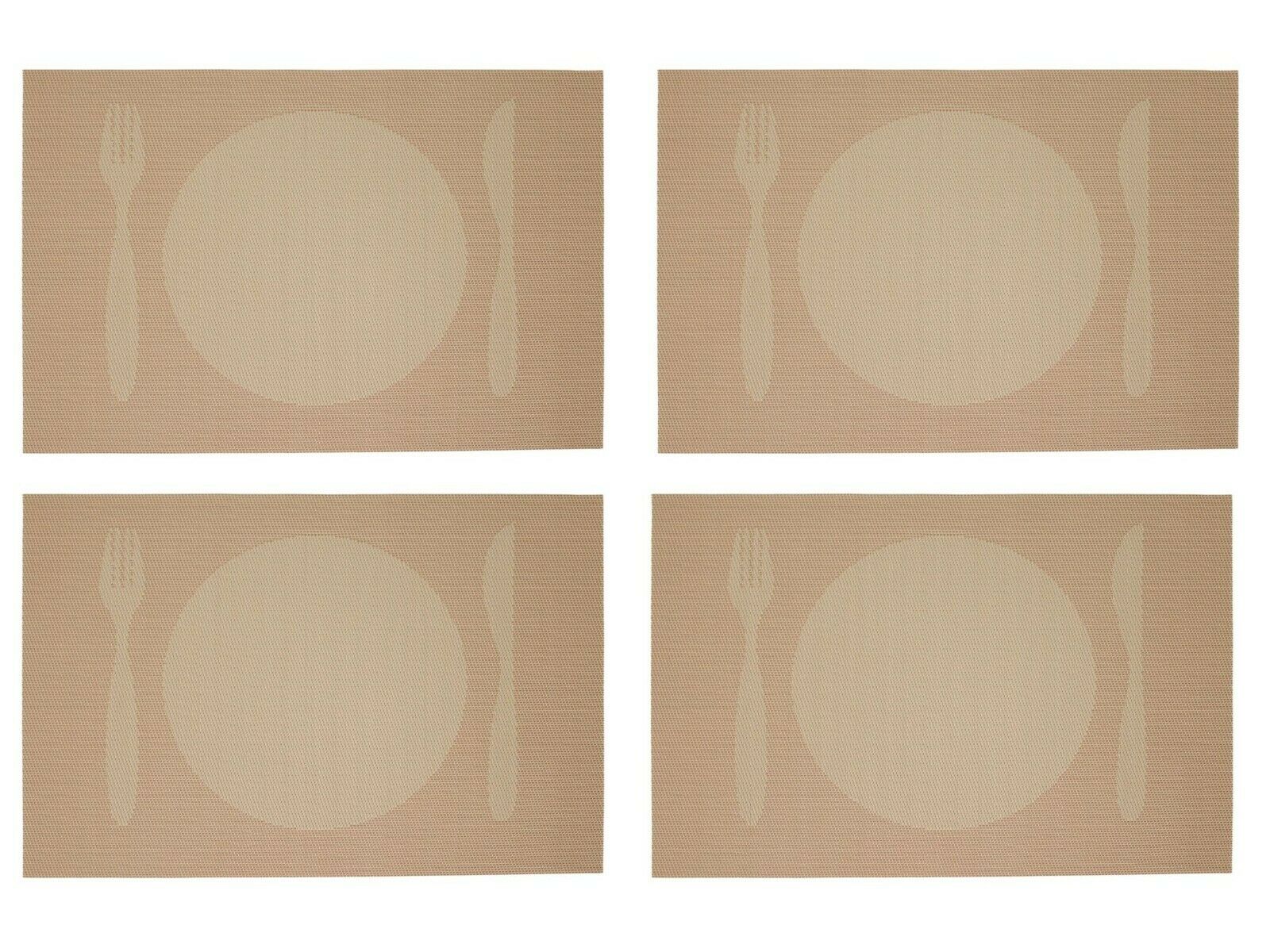 4 PC Placemats Dining Table Woven Knife & Fork Design PVC/VINYL 12"X16" 6 Colors - Picture 26 of 28