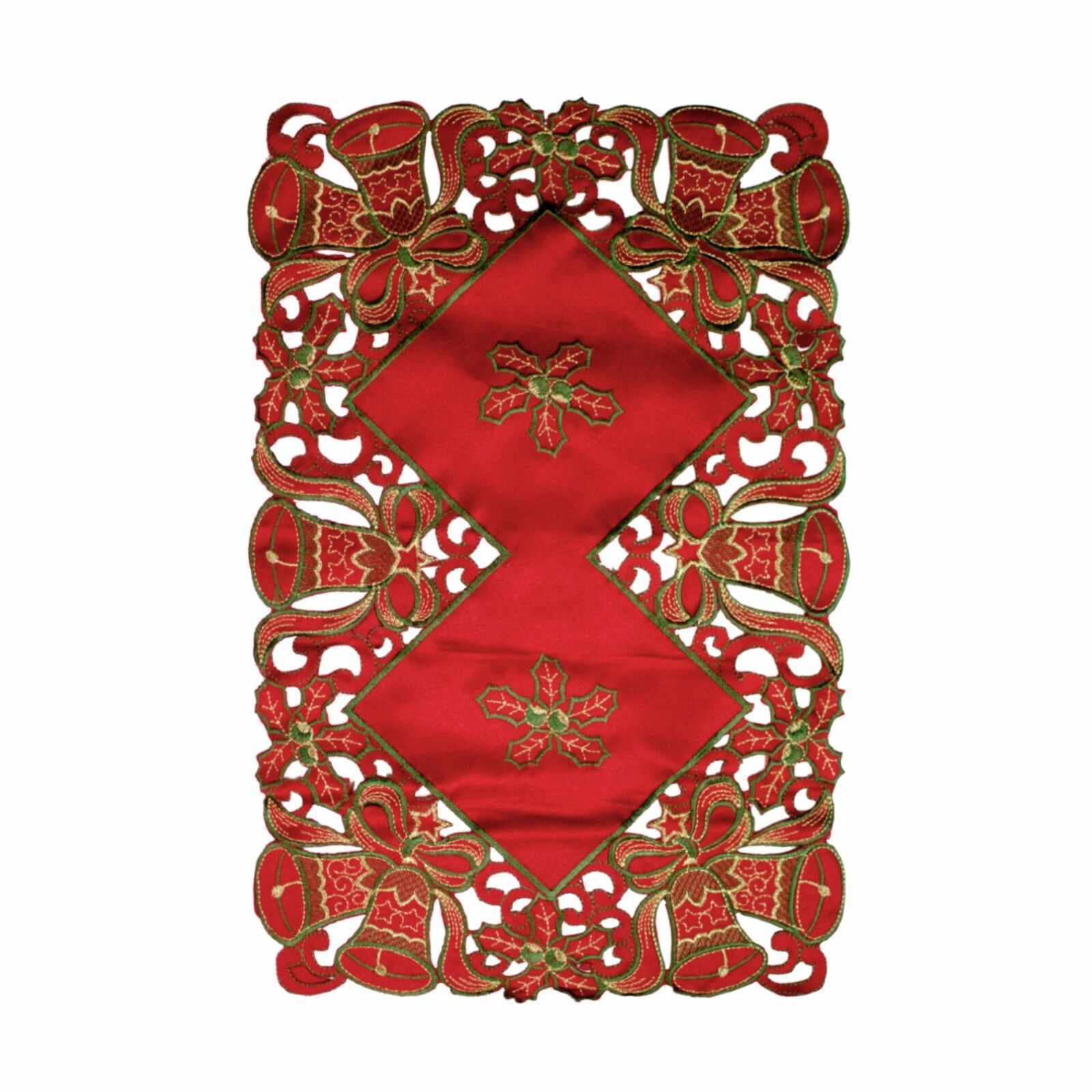 SET OF 4 HOLIDAY DECORATIVE CHRISTMAS EMBROIDERY FABRIC PLACEMAT, 11"x17" - Picture 9 of 15