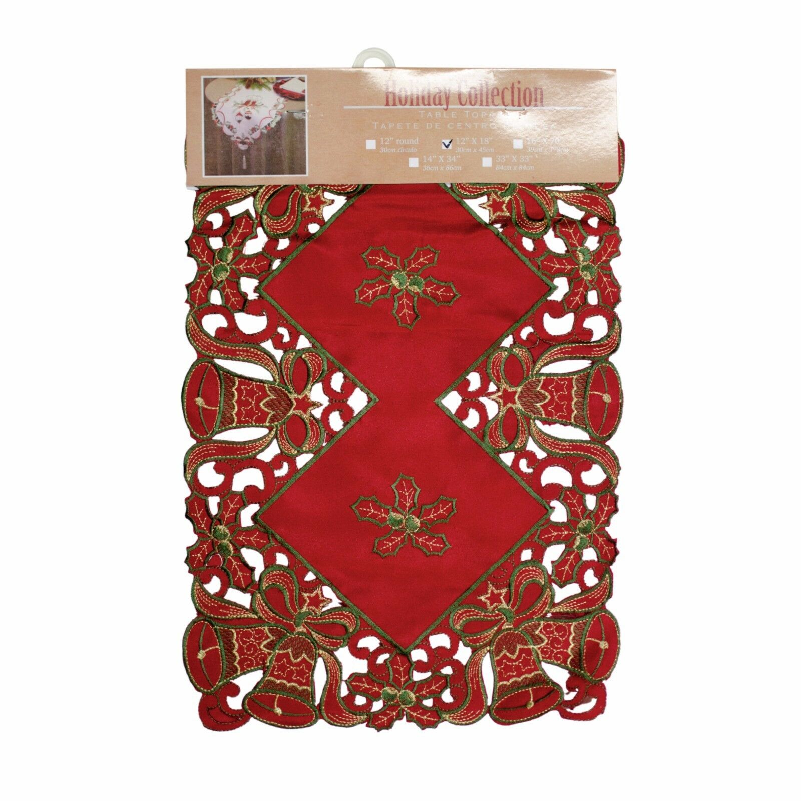SET OF 4 HOLIDAY DECORATIVE CHRISTMAS EMBROIDERY FABRIC PLACEMAT, 11"x17" - Picture 8 of 15