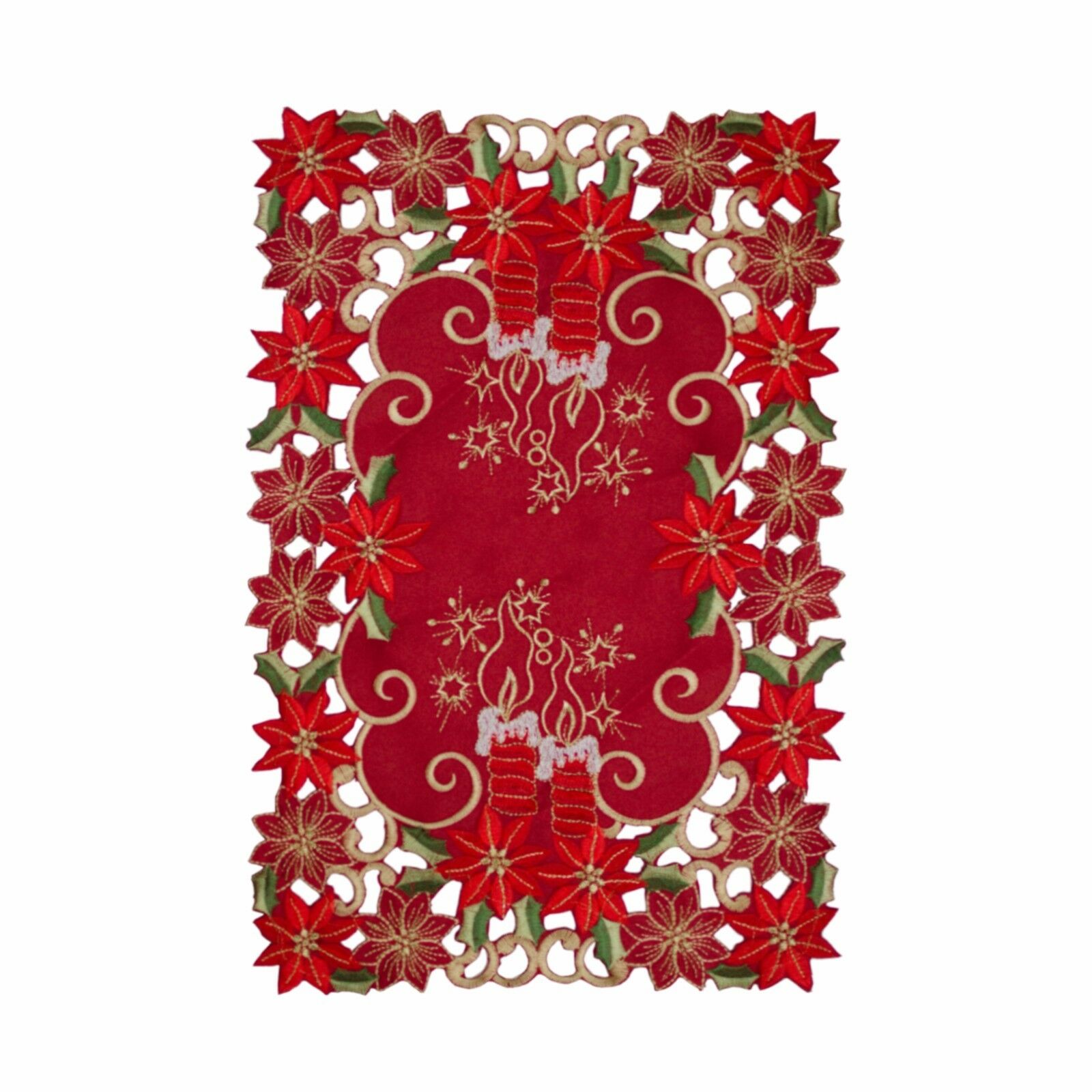 SET OF 4 HOLIDAY DECORATIVE CHRISTMAS EMBROIDERY FABRIC PLACEMAT, 11"x17" - Picture 12 of 15