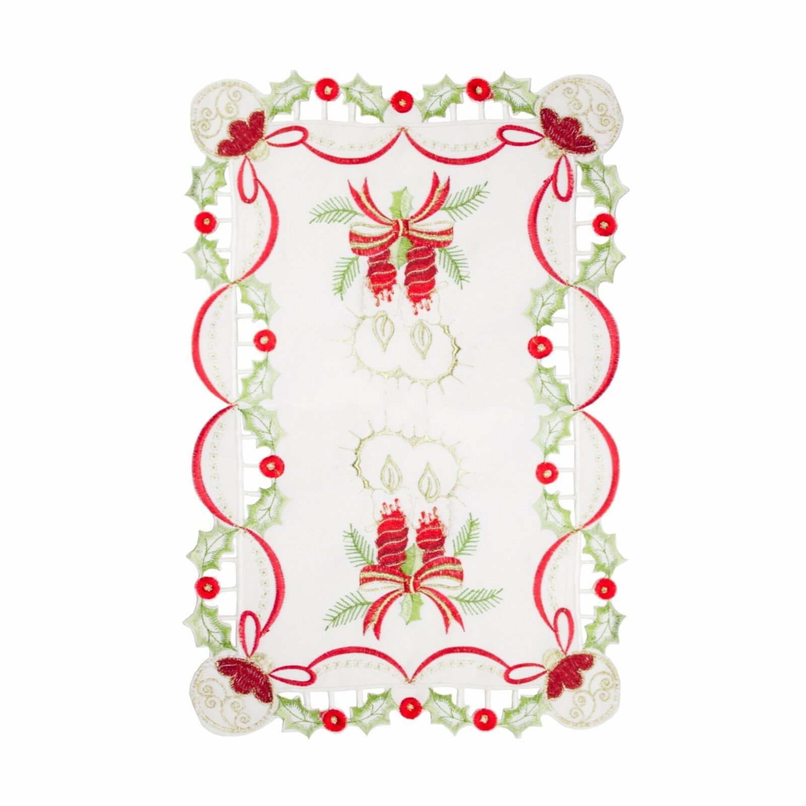 SET OF 4 HOLIDAY DECORATIVE CHRISTMAS EMBROIDERY FABRIC PLACEMAT, 11"x17" - Picture 14 of 15