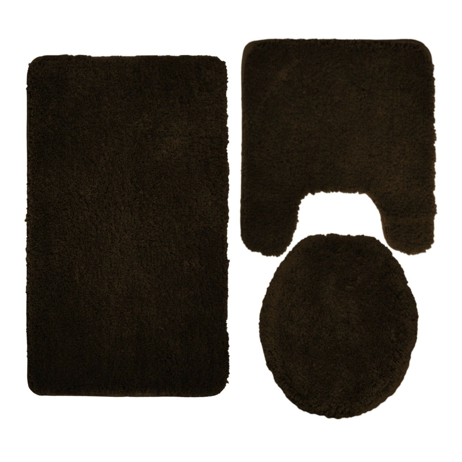 3PC BATHROOM SET RUG CONTOUR MAT TOILET LID COVER SOLID COLOR BATHMAT MARY - Picture 21 of 66
