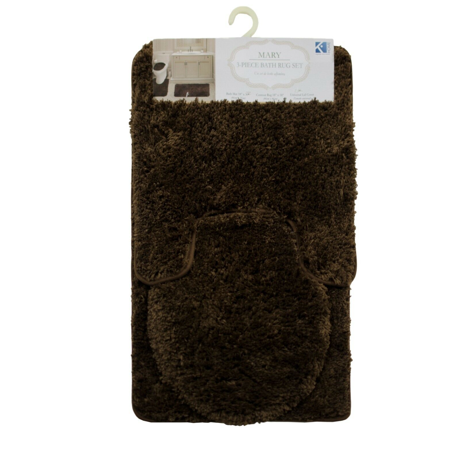 3PC BATHROOM SET RUG CONTOUR MAT TOILET LID COVER SOLID COLOR BATHMAT MARY - Picture 20 of 66