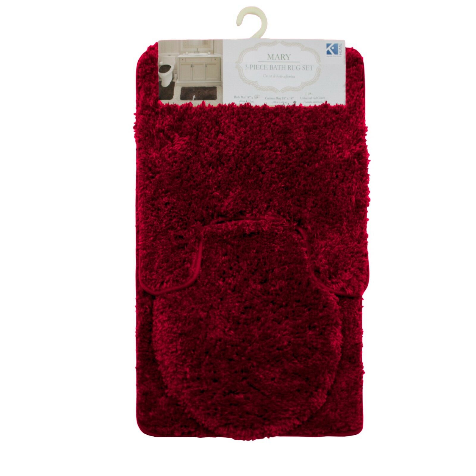 3PC BATHROOM SET RUG CONTOUR MAT TOILET LID COVER SOLID COLOR BATHMAT MARY - Picture 16 of 66