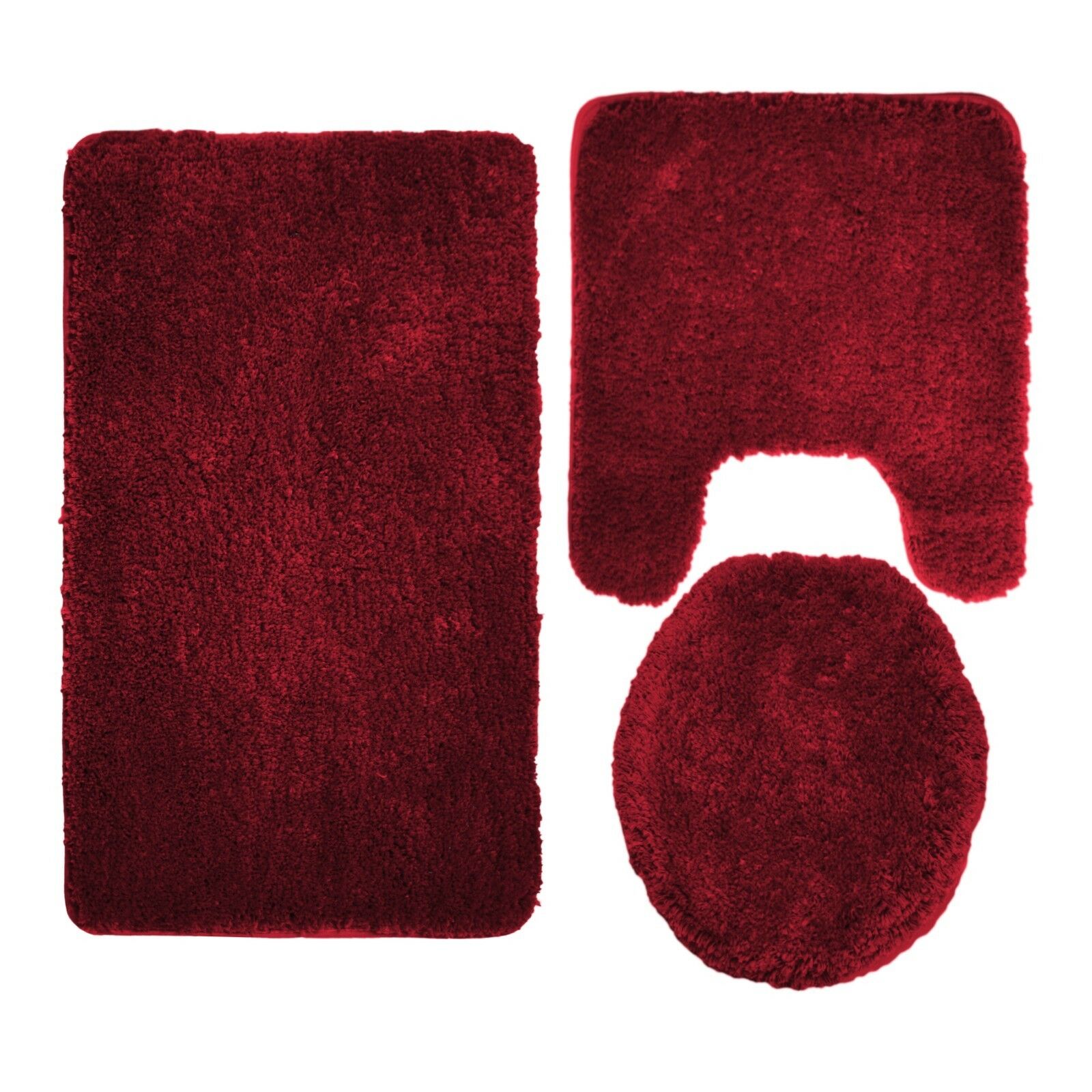 3PC BATHROOM SET RUG CONTOUR MAT TOILET LID COVER SOLID COLOR BATHMAT MARY - Picture 17 of 66