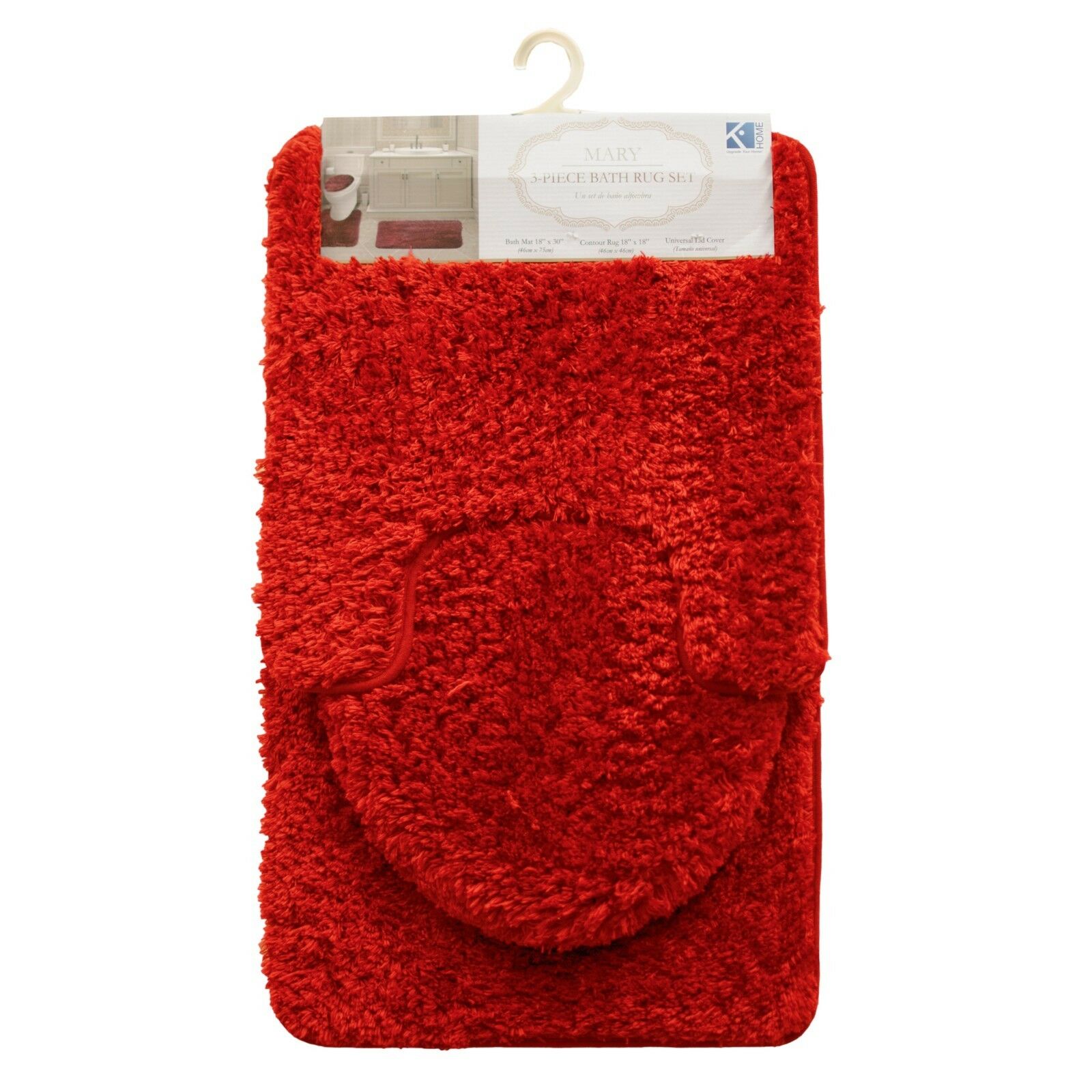 3PC BATHROOM SET RUG CONTOUR MAT TOILET LID COVER SOLID COLOR BATHMAT MARY - Picture 51 of 66