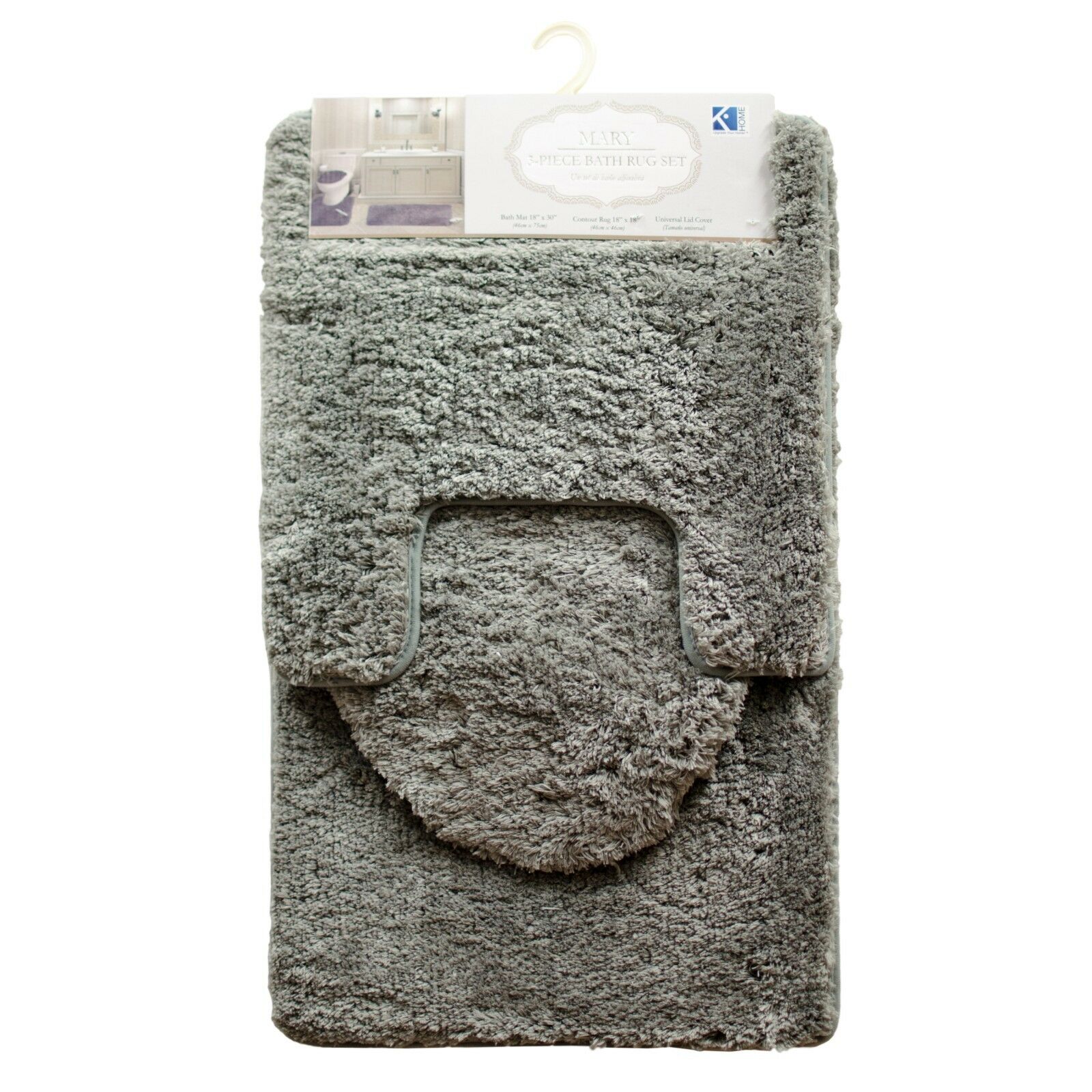 3PC BATHROOM SET RUG CONTOUR MAT TOILET LID COVER SOLID COLOR BATHMAT MARY - Picture 32 of 66