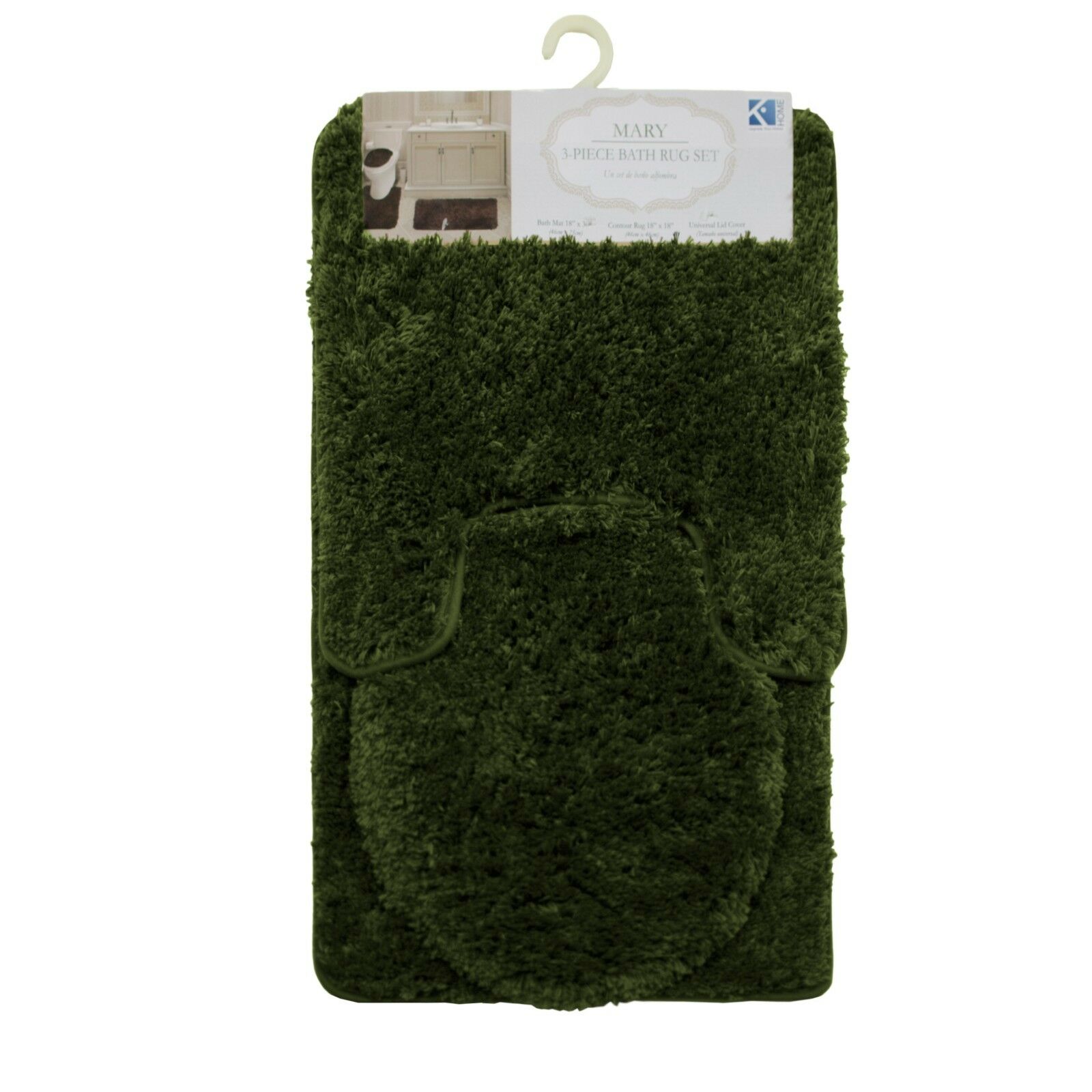 3PC BATHROOM SET RUG CONTOUR MAT TOILET LID COVER SOLID COLOR BATHMAT MARY - Picture 55 of 66