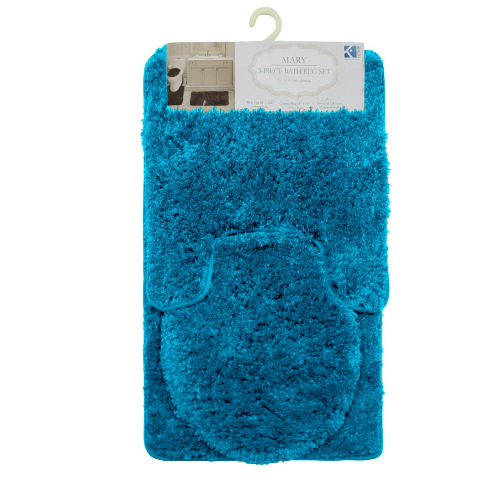 3PC BATHROOM SET RUG CONTOUR MAT TOILET LID COVER SOLID COLOR BATHMAT MARY - Picture 60 of 66