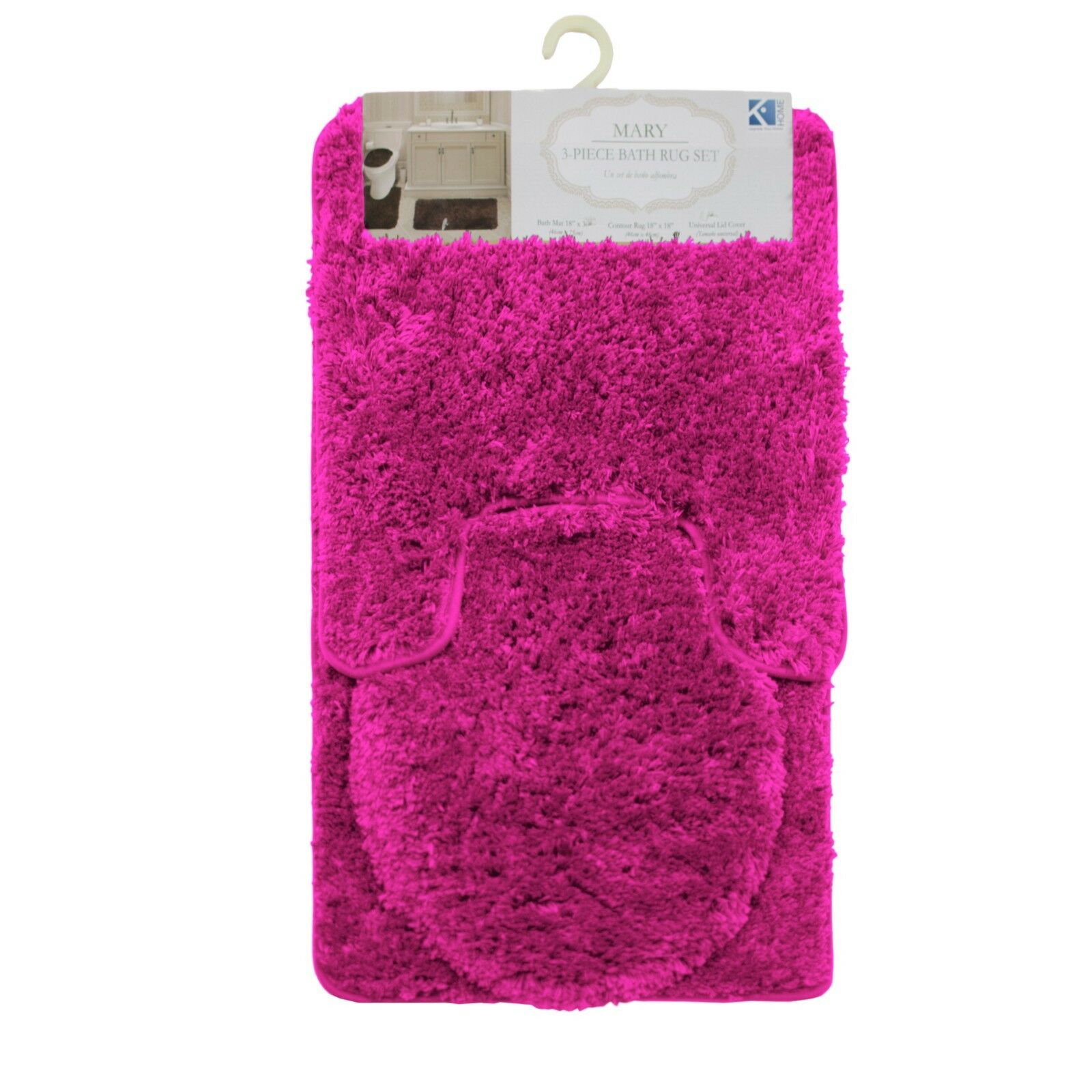 3PC BATHROOM SET RUG CONTOUR MAT TOILET LID COVER SOLID COLOR BATHMAT MARY - Picture 26 of 66