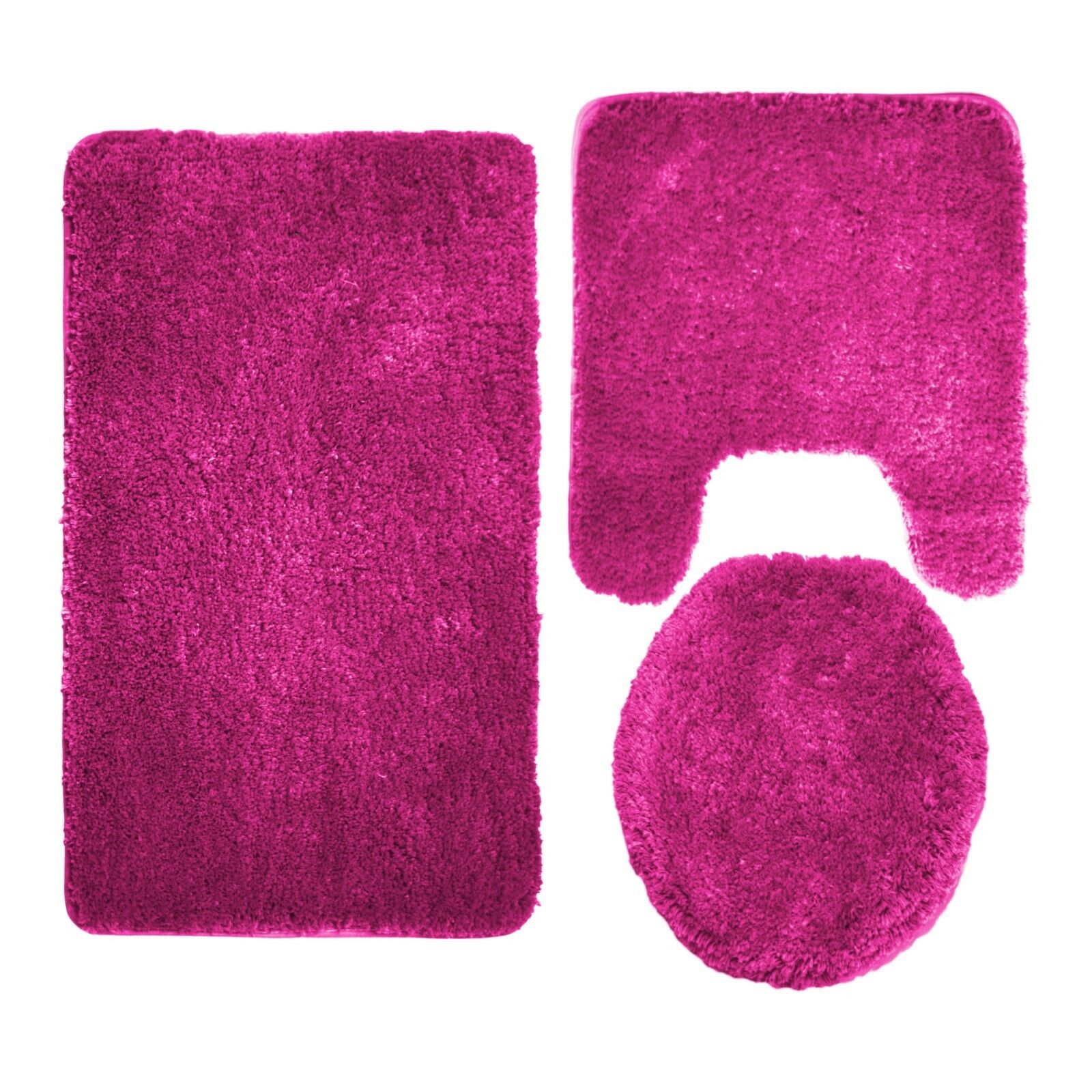 3PC BATHROOM SET RUG CONTOUR MAT TOILET LID COVER SOLID COLOR BATHMAT MARY - Picture 27 of 66