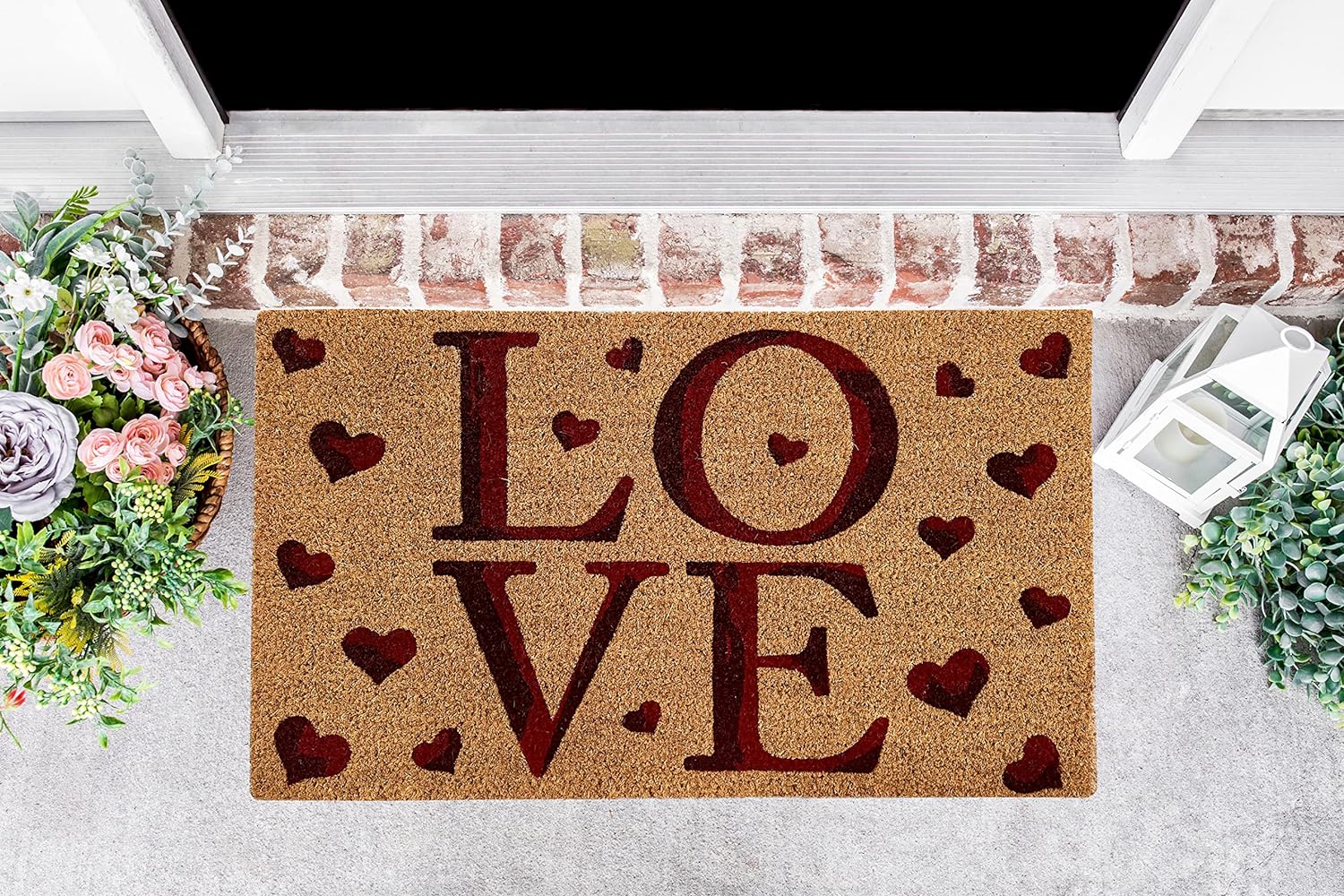 Printed Coir Doormat Welcome Mat Outdoor Beautiful Valentine Love 18"x28" - 第 16/28 張圖片