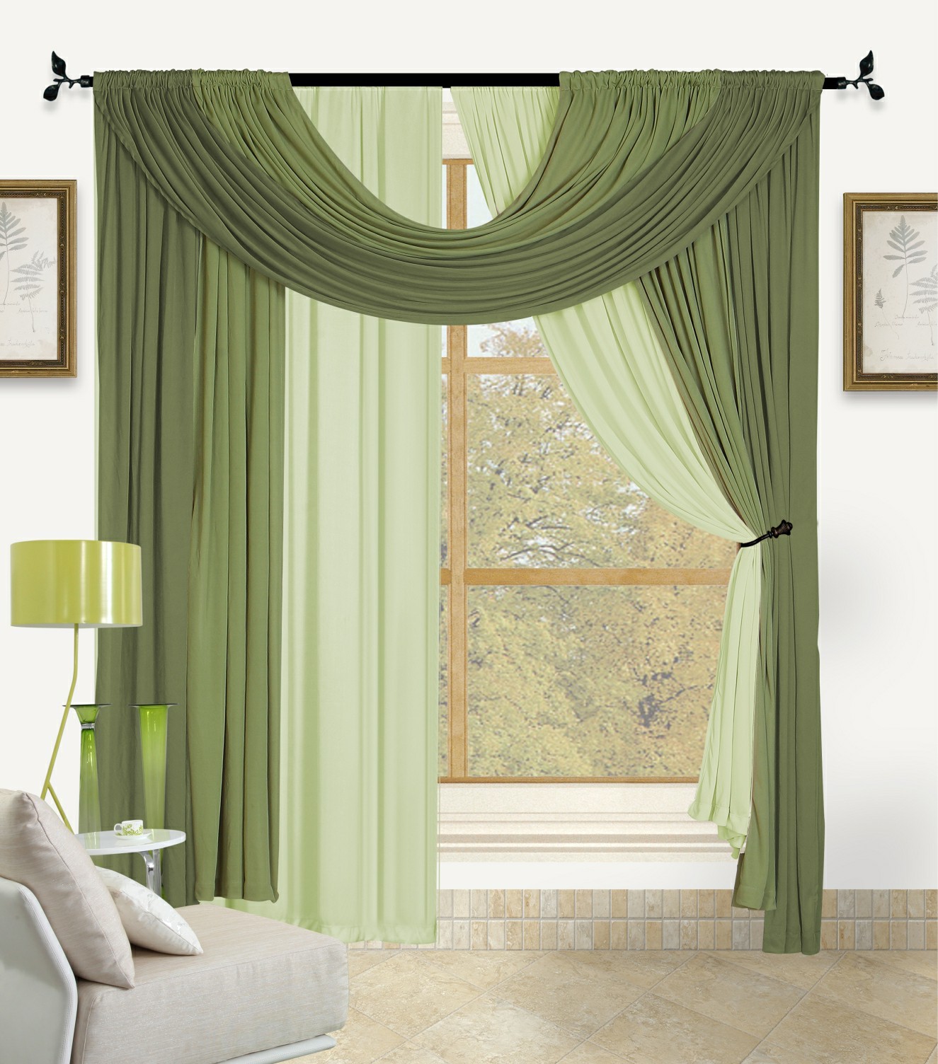 Bella 4 Pc Window in a Bag Set, Complete Curtain Drape Valance Window Treatment - Picture 23 of 24
