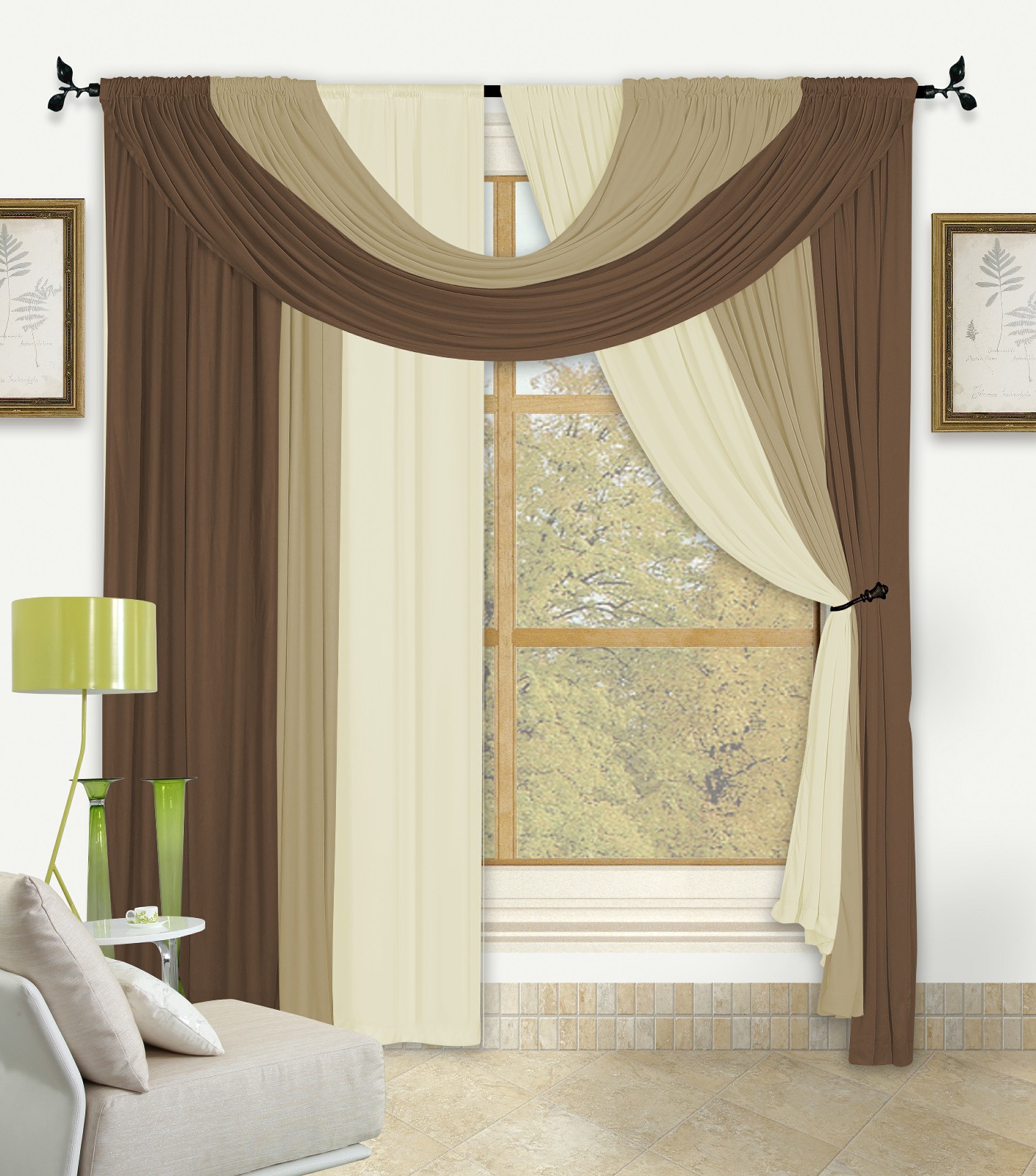 Bella 4 Pc Window in a Bag Set, Complete Curtain Drape Valance Window Treatment - Picture 13 of 24