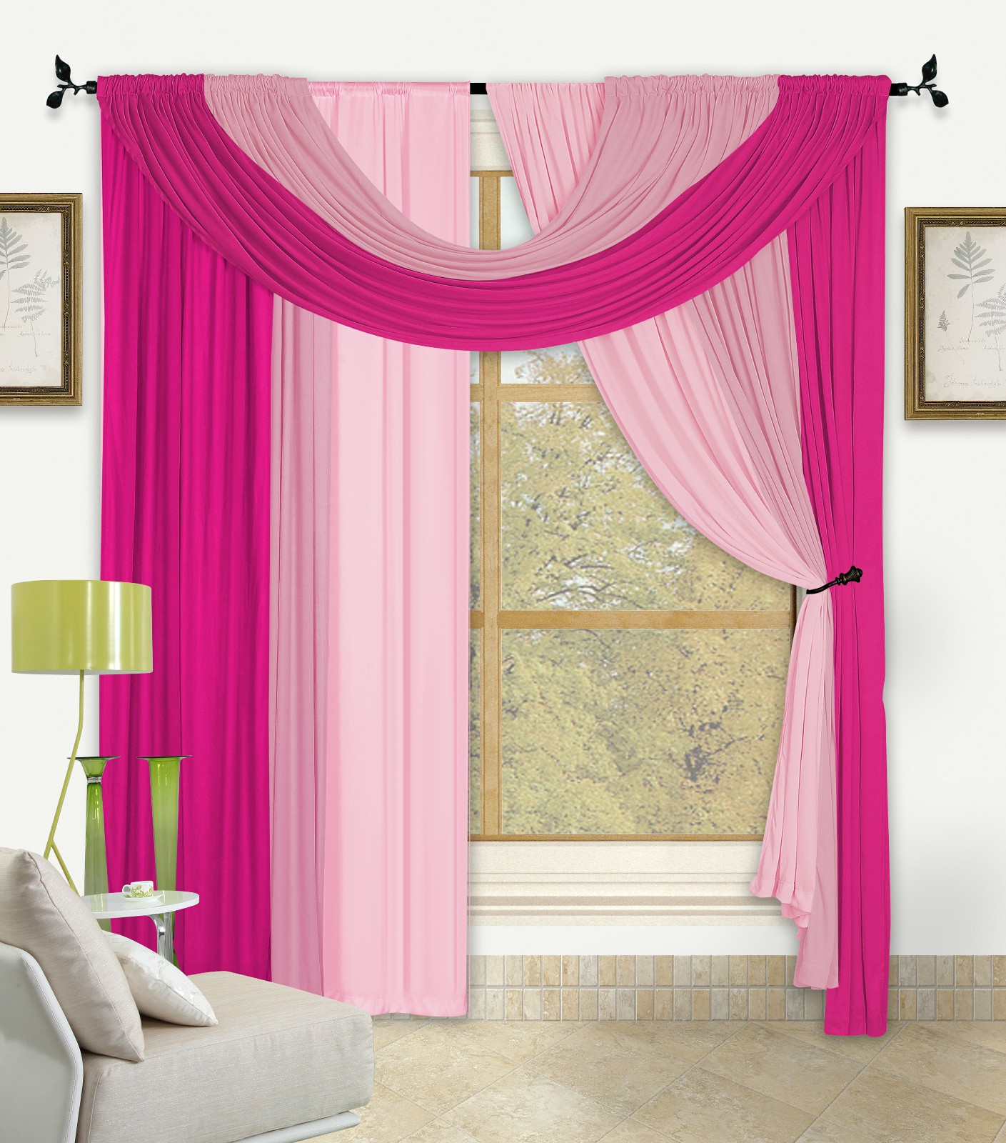 Bella 4 Pc Window in a Bag Set, Complete Curtain Drape Valance Window Treatment - Picture 20 of 24