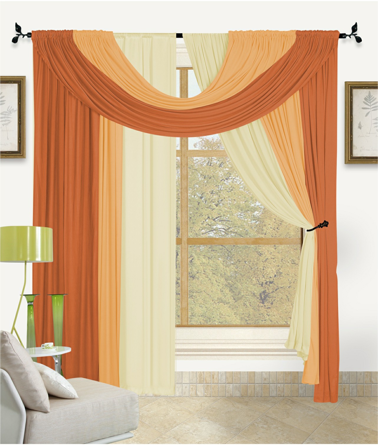 Bella 4 Pc Window in a Bag Set, Complete Curtain Drape Valance Window Treatment - Picture 19 of 24