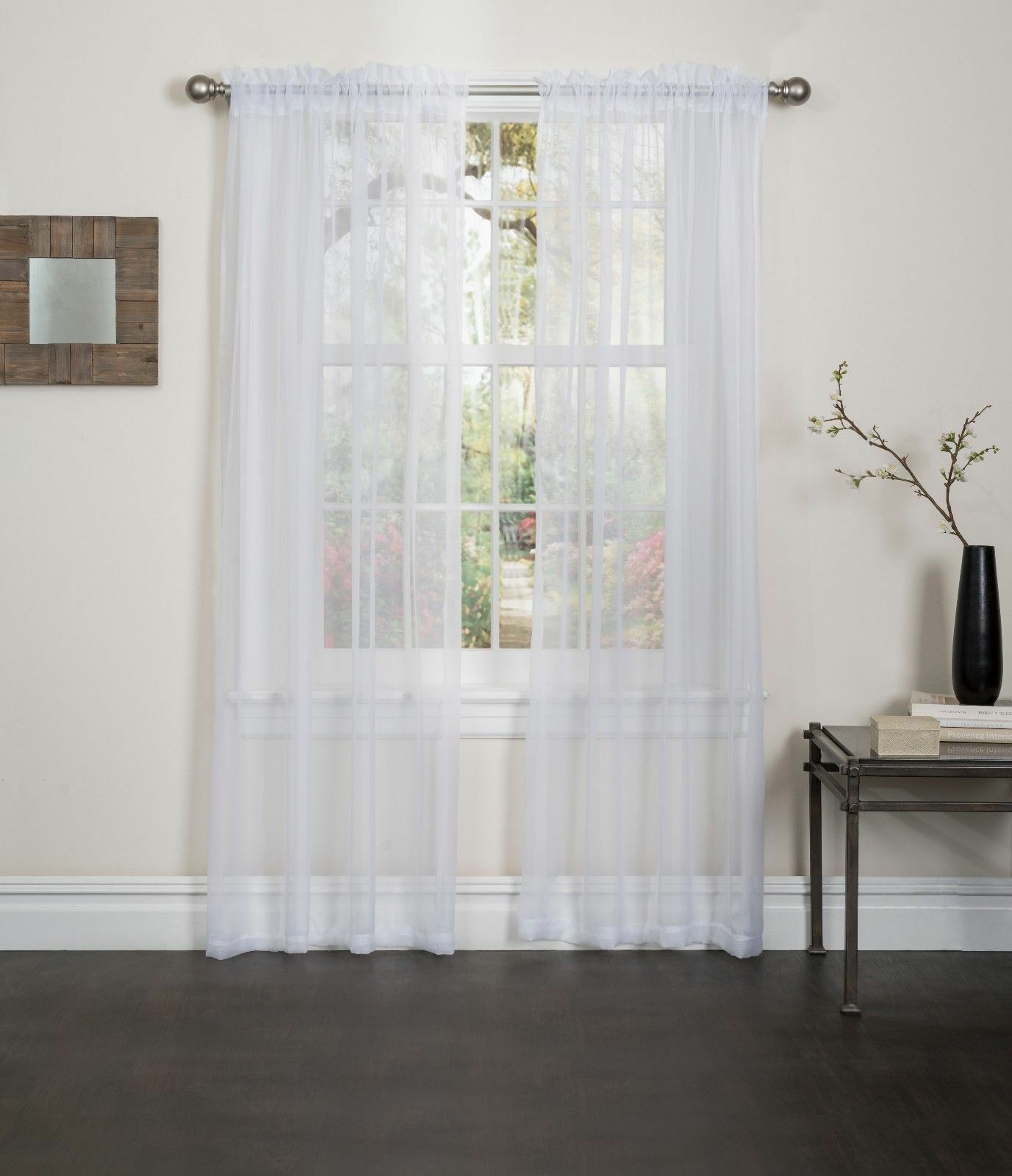 Linen Store 2 Piece 54"x84" Sheer Voile Window Curtain Rod Pocket Panels - Picture 12 of 12