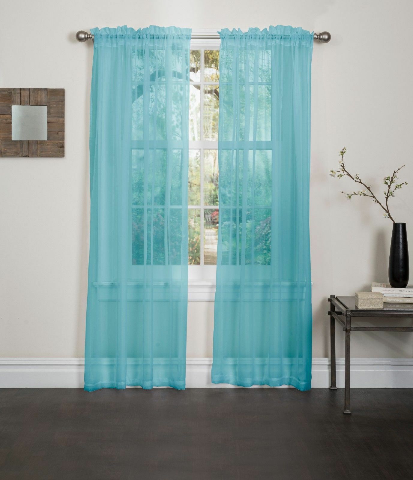 Linen Store 2 Piece 54"x84" Sheer Voile Window Curtain Rod Pocket Panels - Picture 7 of 12