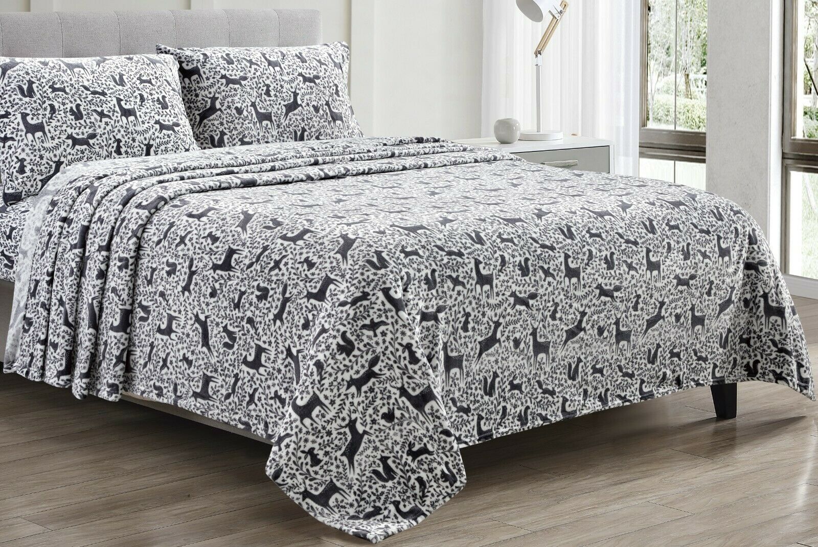 4 Pc Sheet Set Premium Microplush Bedding Ultra Soft Twin/Full/Queen/King - Deer - Picture 6 of 12