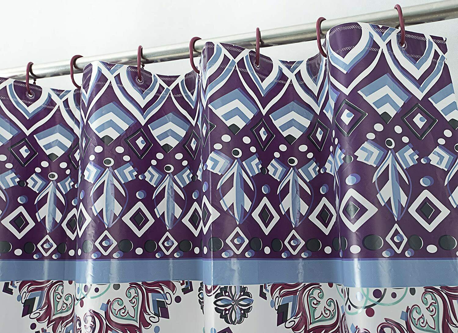 Heritage 14 PC Bath Set PEVA Shower Curtain, Chenille, Rug, C Rings RT 10 Styles - Picture 6 of 22