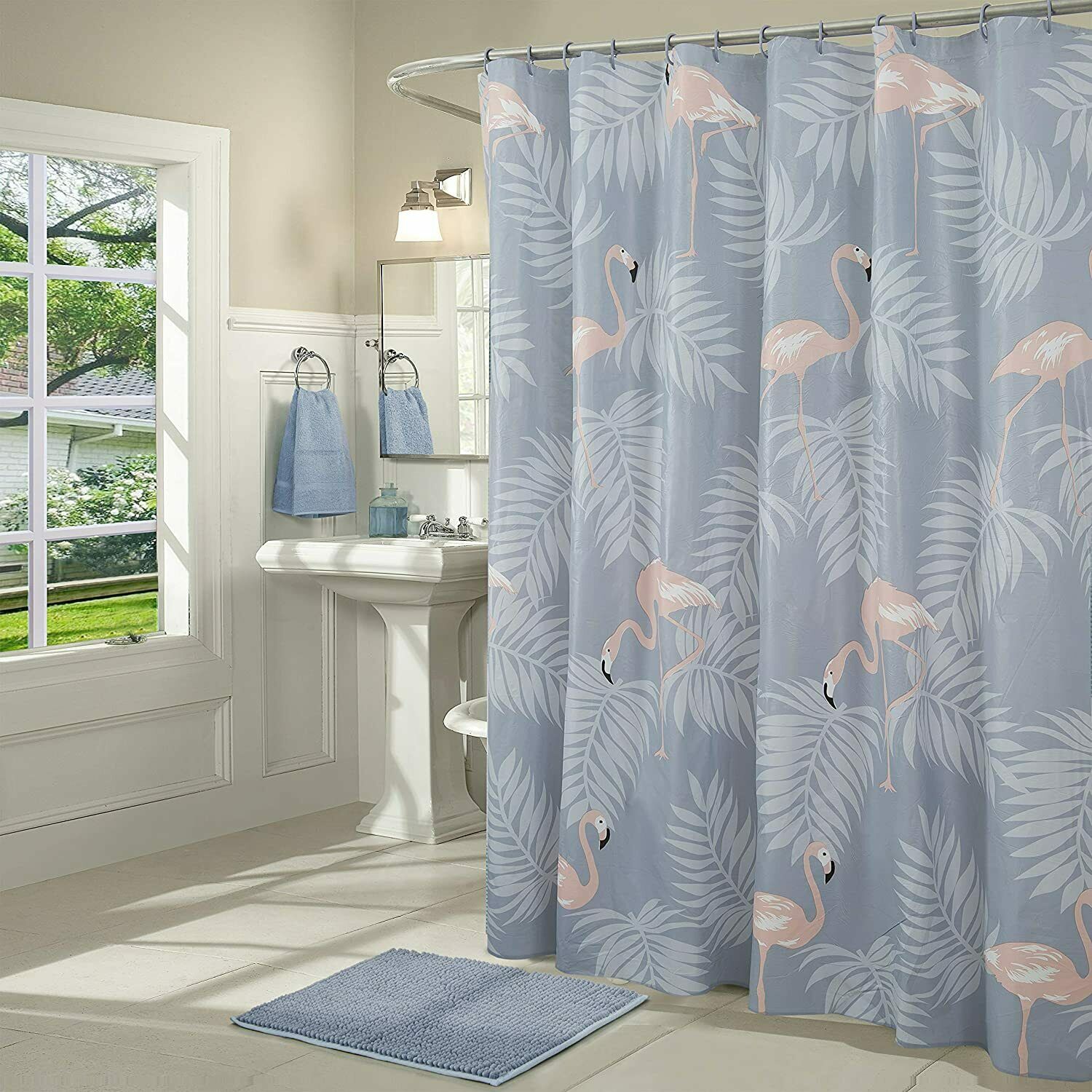 Heritage 14 PC Bath Set PEVA Shower Curtain, Chenille, Rug, C Rings RT 10 Styles - Picture 7 of 22