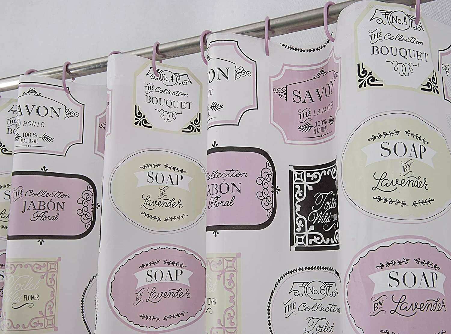Heritage 14 PC Bath Set PEVA Shower Curtain, Chenille, Rug, C Rings RT 10 Styles - Picture 22 of 22