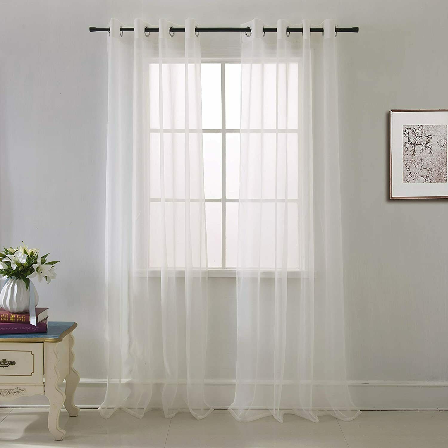 Quality Sheer Voile Window Curtain Panel Grommet Top Solid Color Cara 54x84 1 PC - Picture 4 of 9