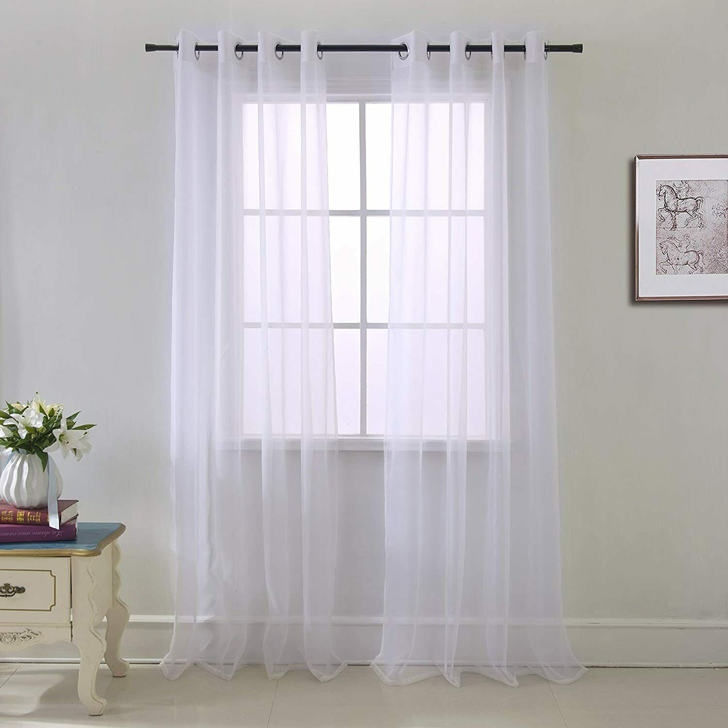 Quality Sheer Voile Window Curtain Panel Grommet Top Solid Color Cara 54x84 1 PC - Picture 7 of 9