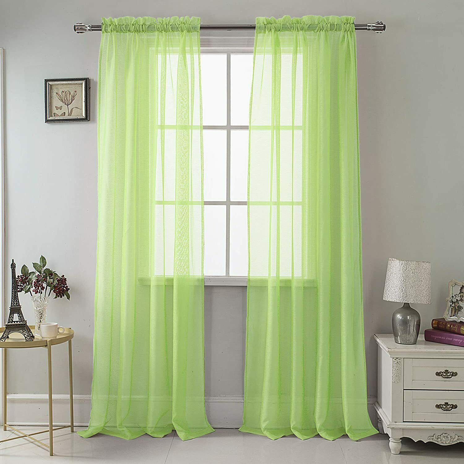 Sheer Voile Window Curtain Panel Rod Pocket Top Solid Colors Celine 55x90 1 PC - Picture 7 of 15