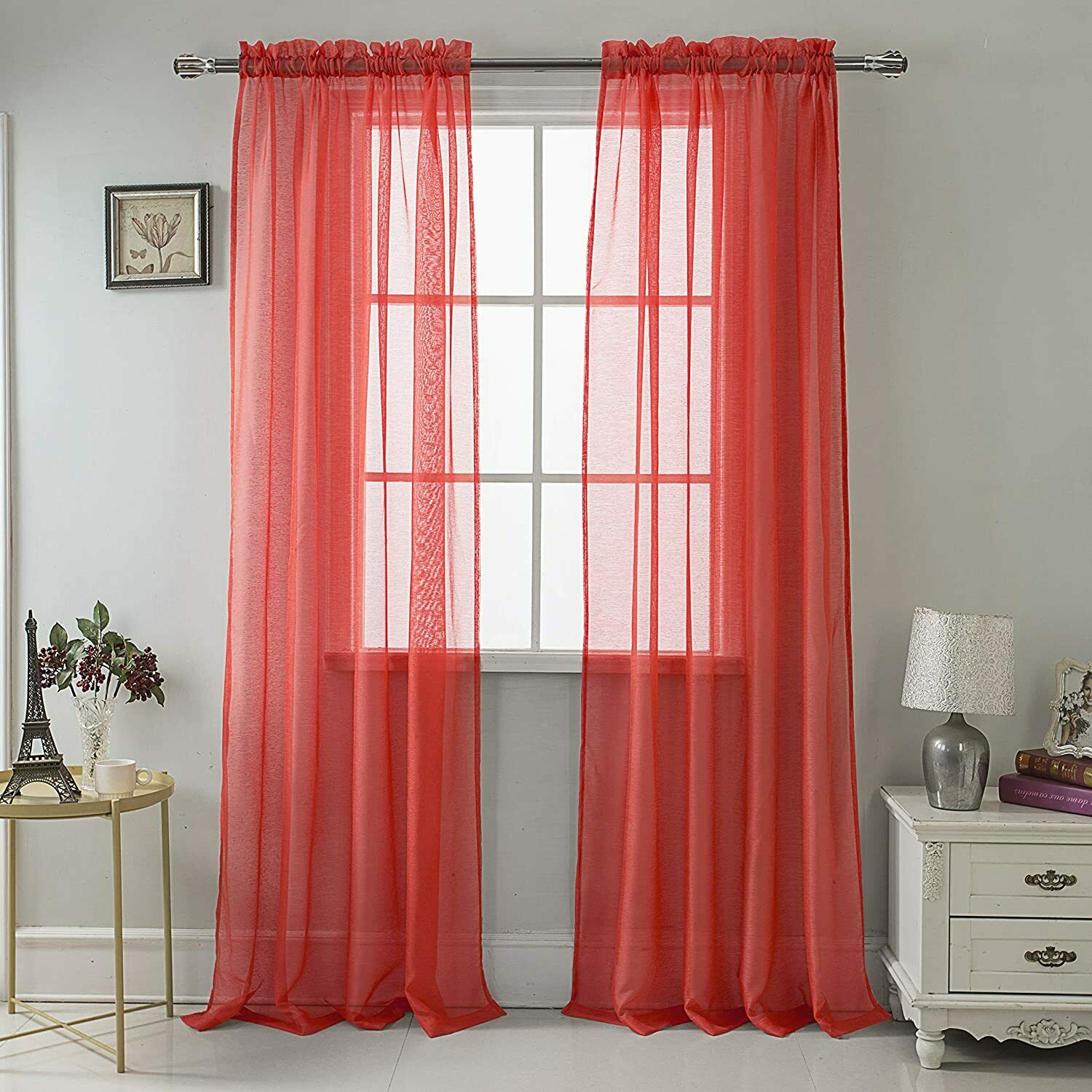Sheer Voile Window Curtain Panel Rod Pocket Top Solid Colors Celine 55x90 1 PC - Picture 13 of 15