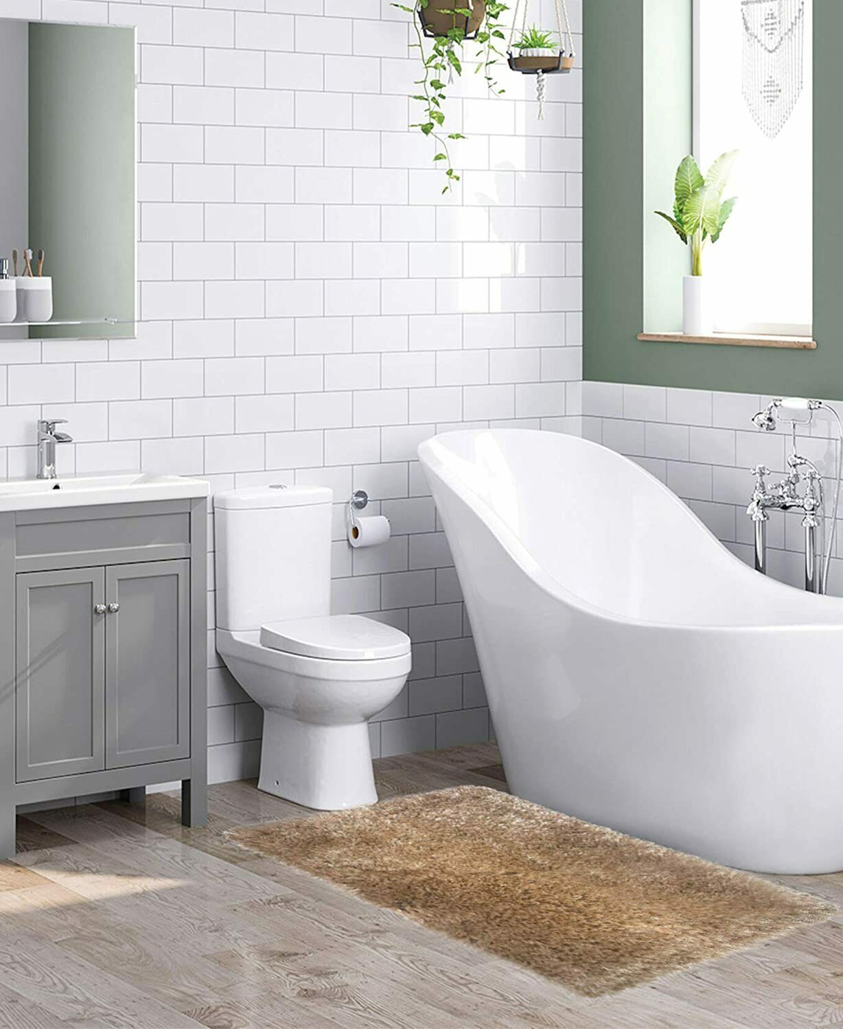 Freemont Extra Soft Shaggy Bath Rug Bathroom Mats Olivia Gray 5 Stylish Colors - Picture 5 of 12