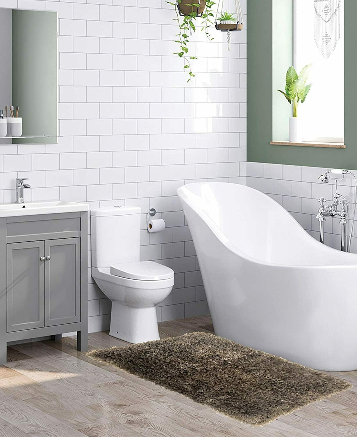 Freemont Extra Soft Shaggy Bath Rug Bathroom Mats Olivia Gray 5 Stylish Colors - Picture 7 of 12