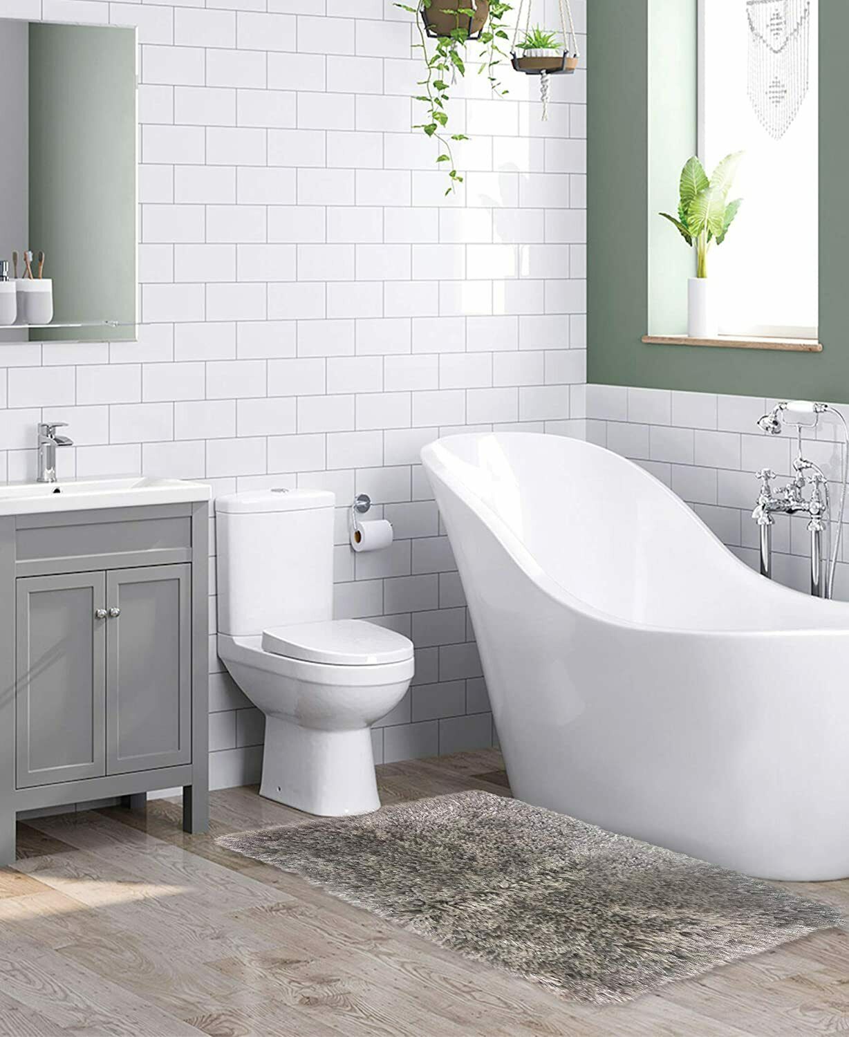 Freemont Extra Soft Shaggy Bath Rug Bathroom Mats Olivia Gray 5 Stylish Colors - Picture 9 of 12