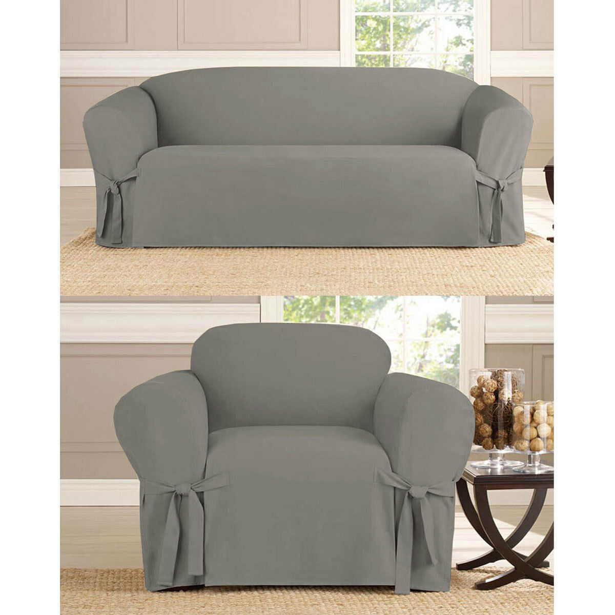 Bundle 2 Piece Sofa & Chair Micro-Suede Slipcover, Furniture Covers, 6 Colors