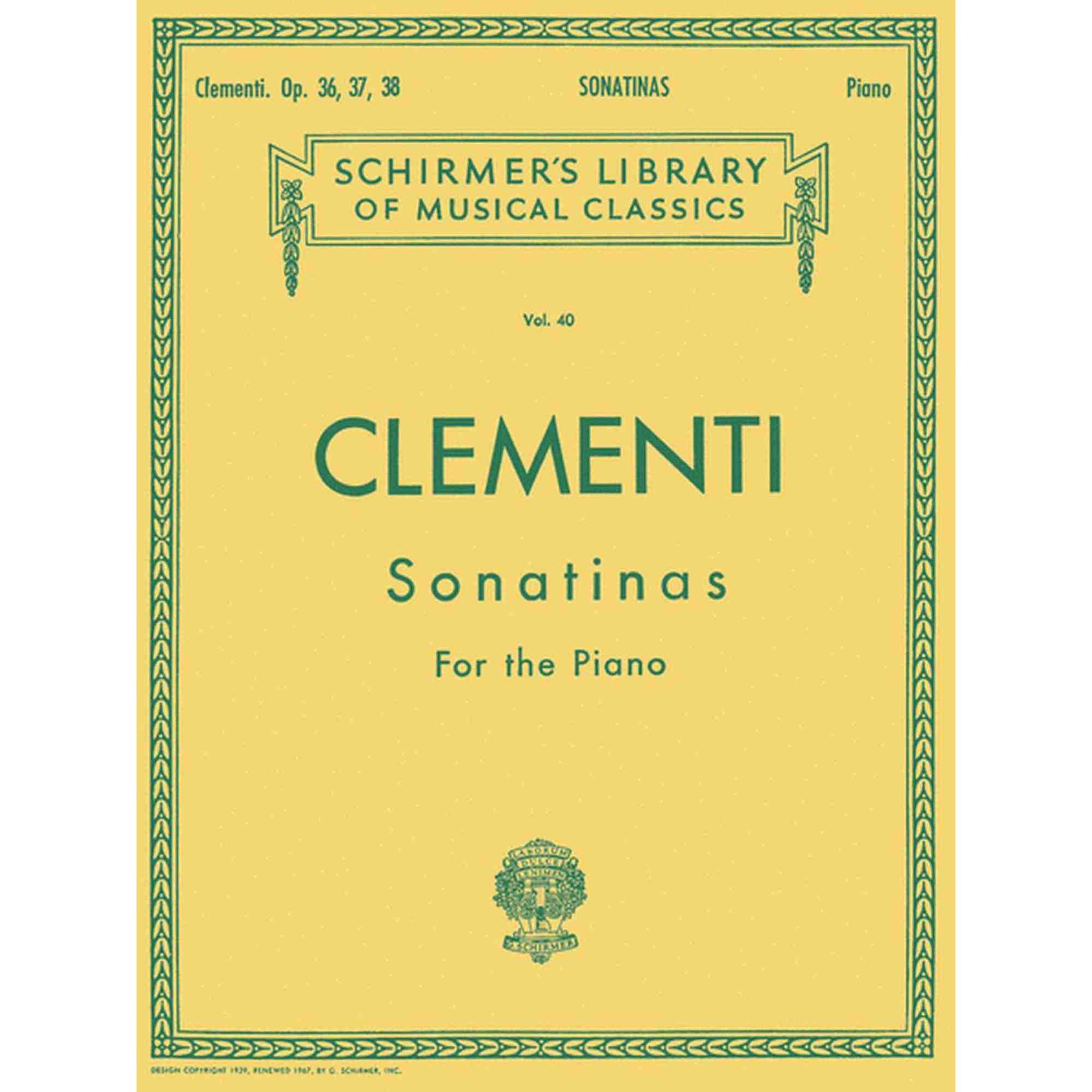 Clementi: Sonatinas, Op. 36, 37, 38 (Schirmer's Library of