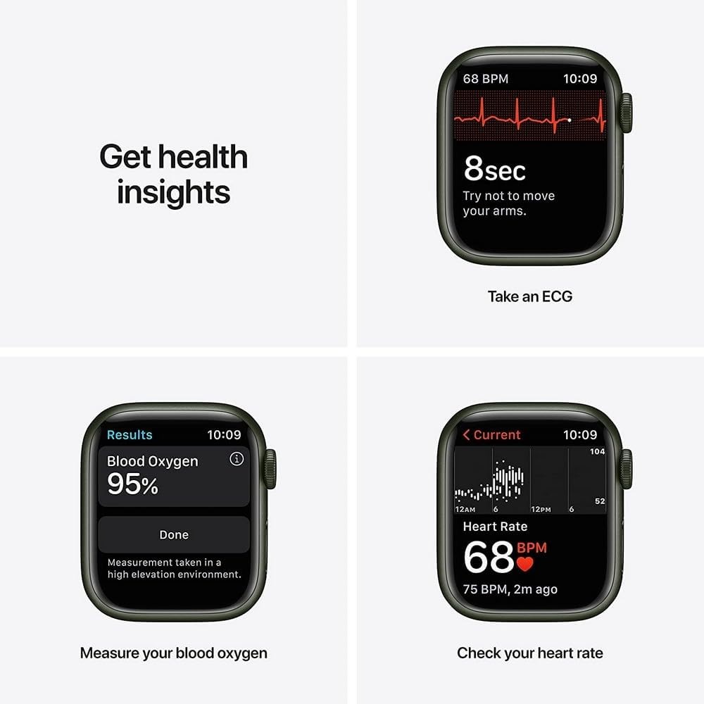 Apple Watch Series 7 41 mm GPS/LTE Estuche Verde Banda Trébol MKH93LL/A Bueno - Imagen 4 de 5